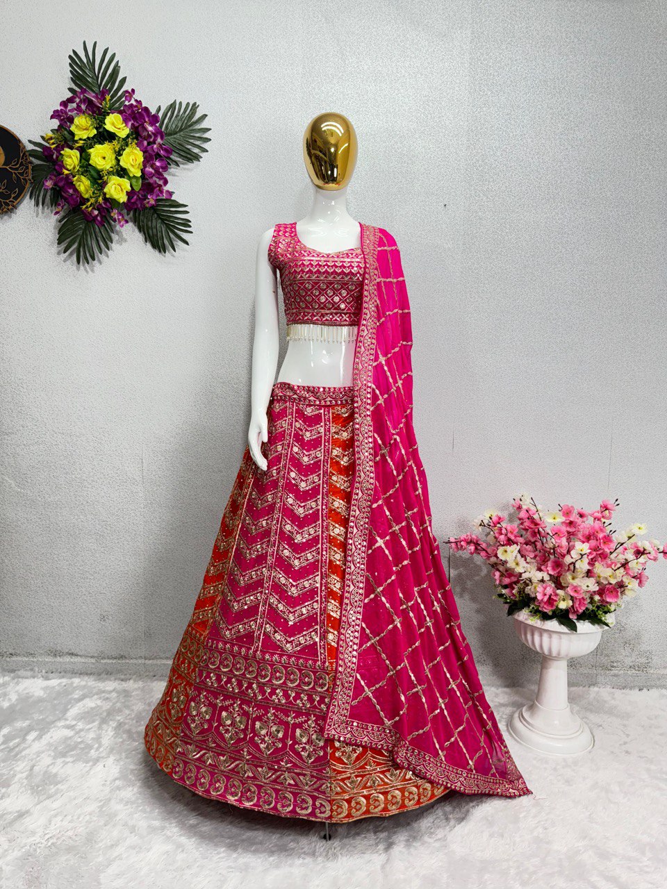 NEW BRIDAL WEAR HEAVY LEHENGAS CHOLI WITH DUPATTA CF-1614