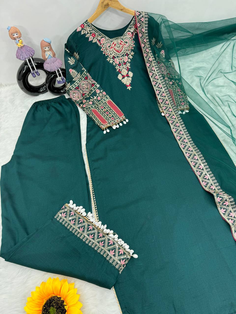 NEW DESIGNER WEAR HEAVY WORK 3 PIS SUIT SET