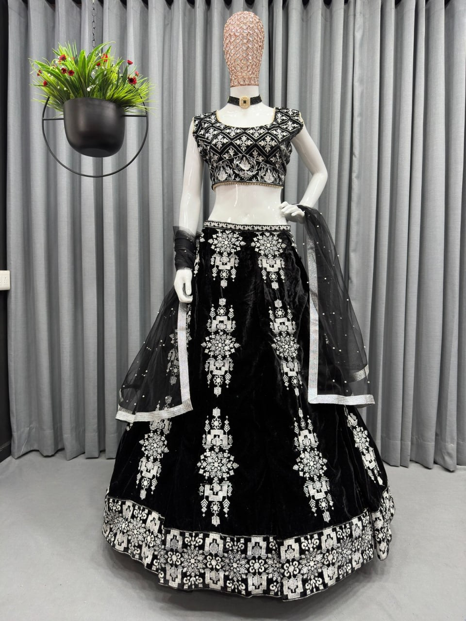 Black Color viscos Velvet Lehenga Choli Set LC-6404