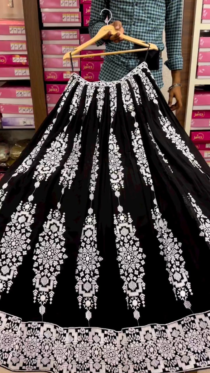 Black Color viscos Velvet Lehenga Choli Set LC-6404