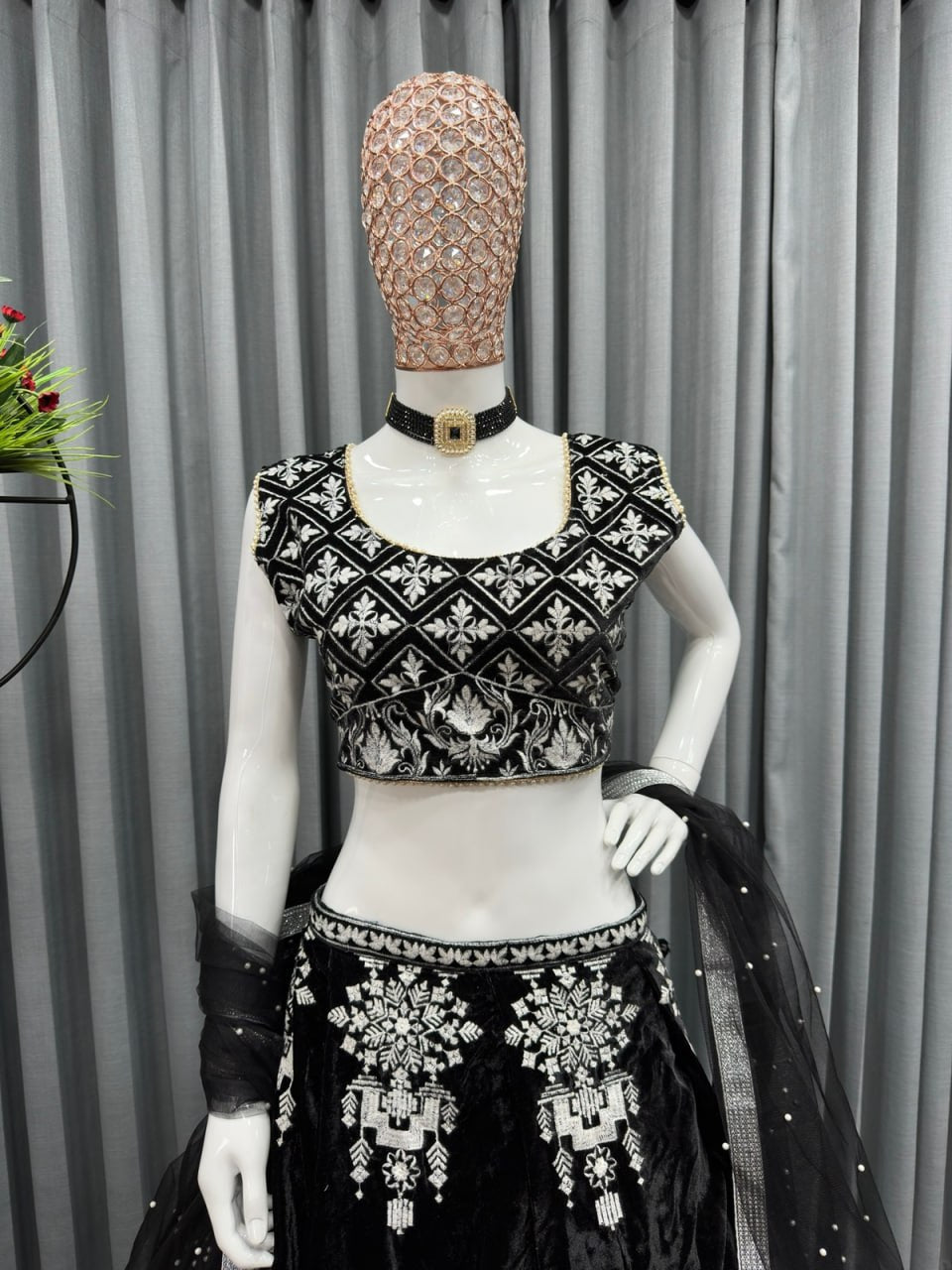 Black Color viscos Velvet Lehenga Choli Set LC-6404