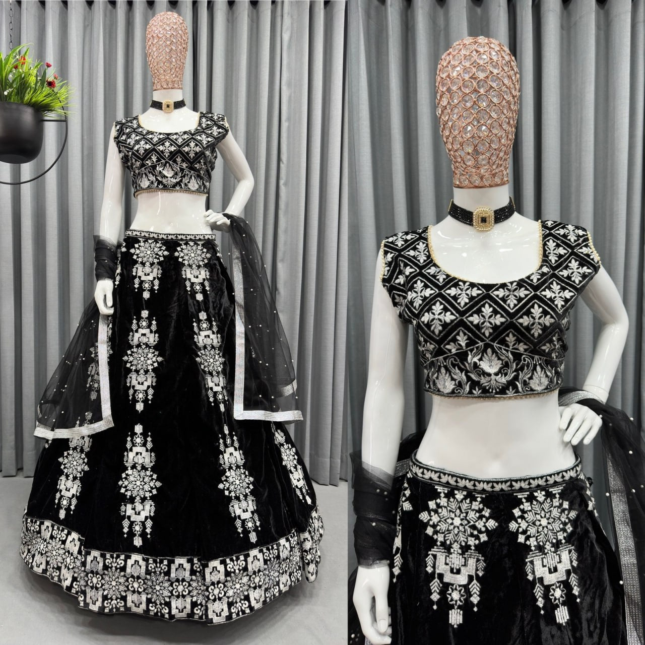 Black Color viscos Velvet Lehenga Choli Set LC-6404