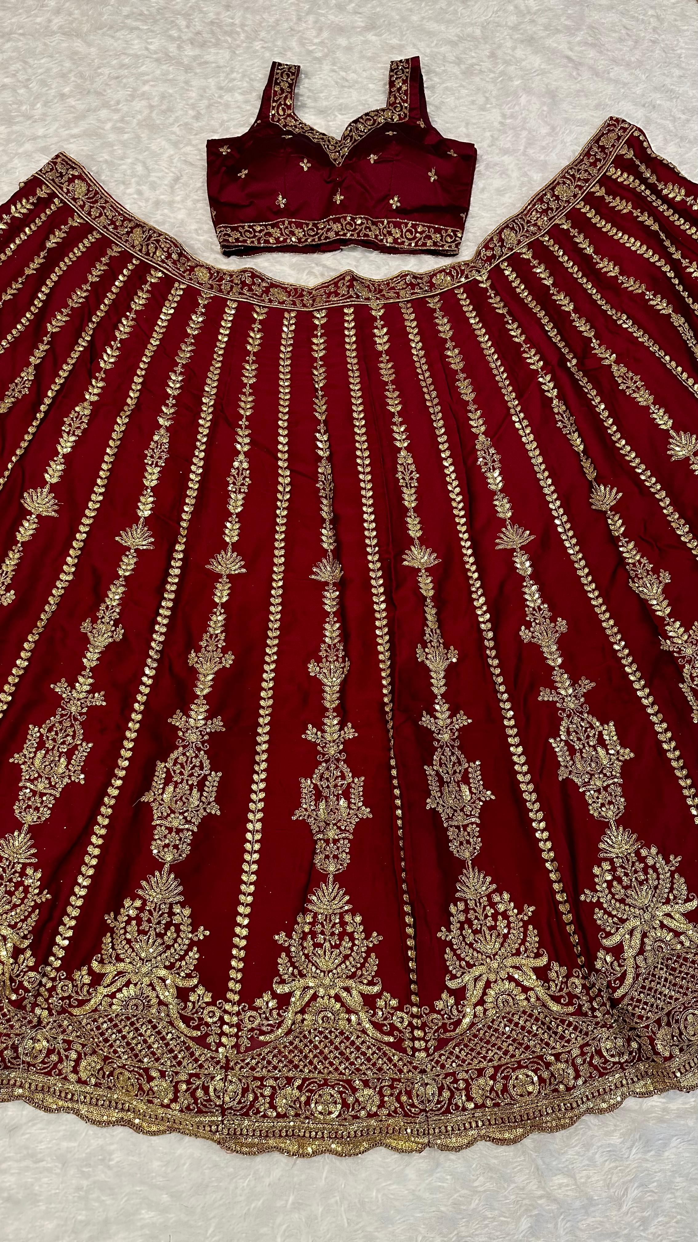 Deep Wine Embroidered Lehenga