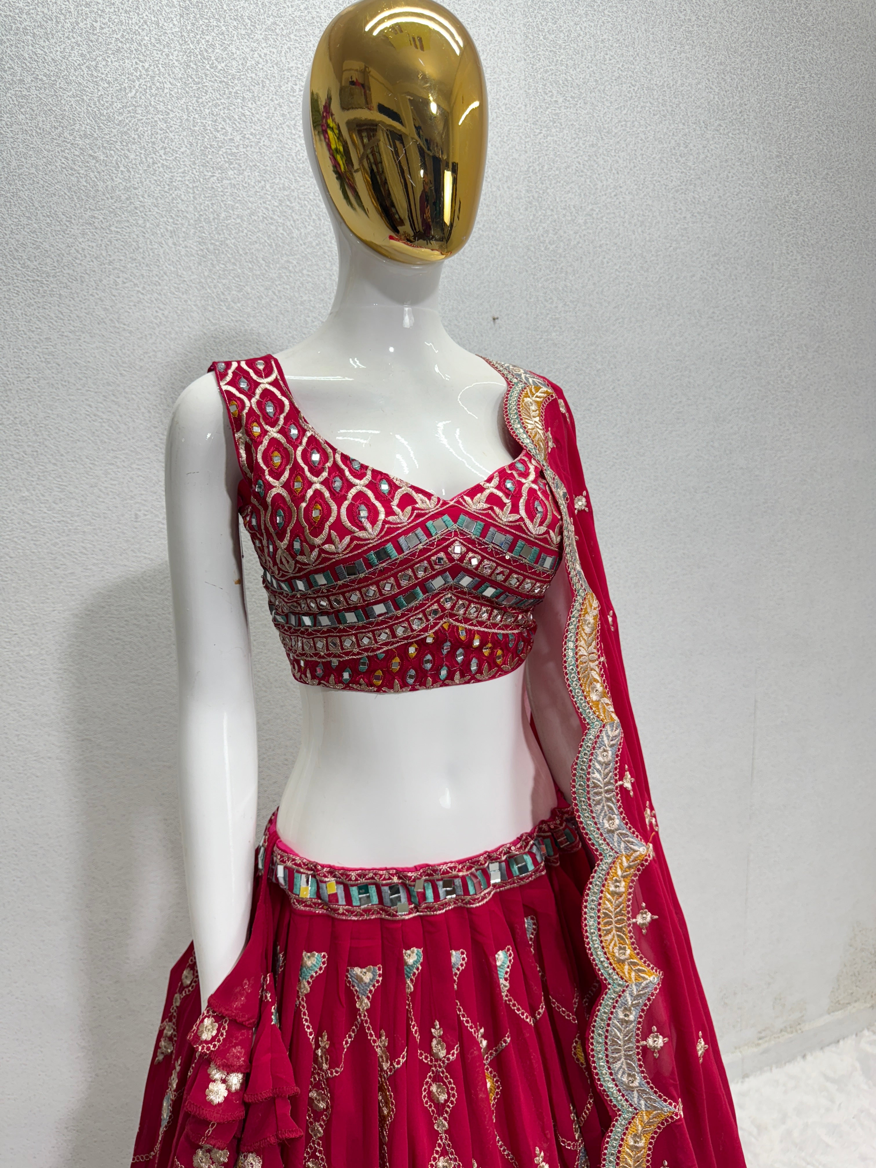 Red Color New Party Wear Lehenga Choli With Dupatta Set MT-1004