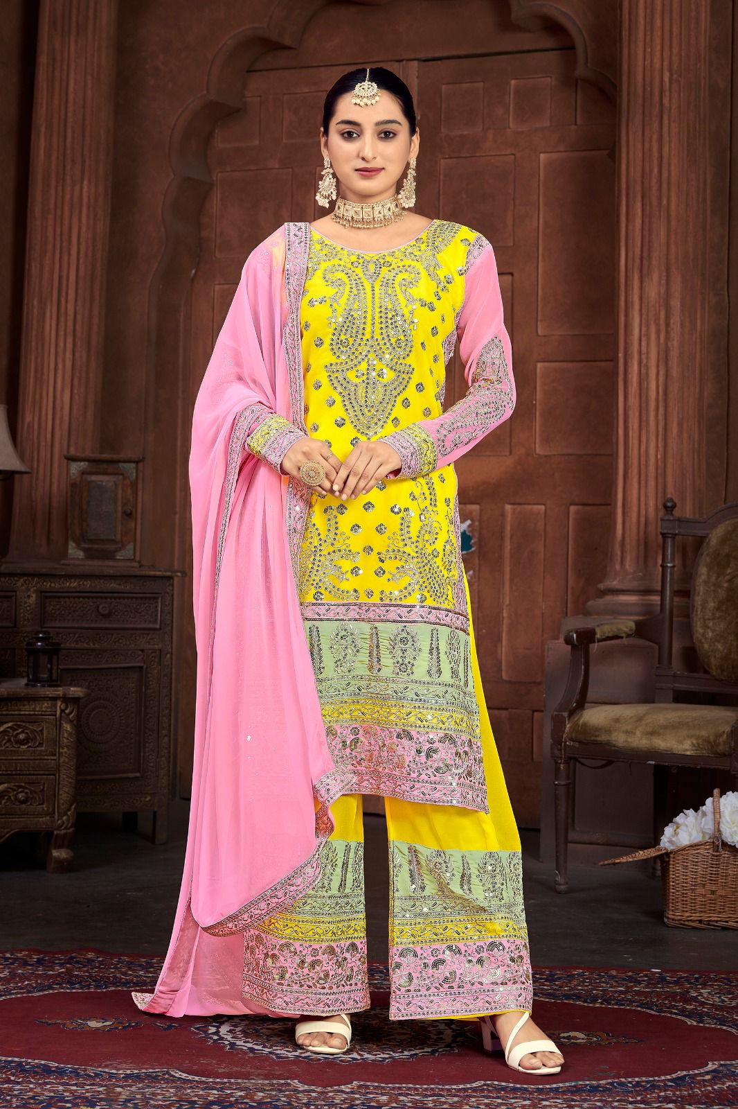 Designer Party Wear Look Fancy Top-Dupatta and Fully Stitched Sharara