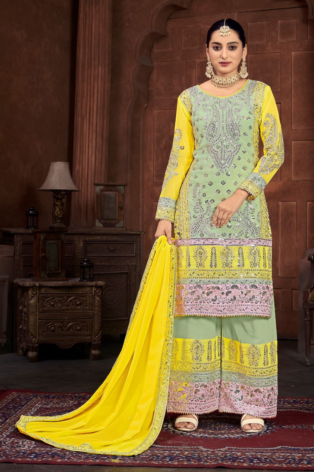 Designer Party Wear Look Fancy Top-Dupatta and Fully Stitched Sharara