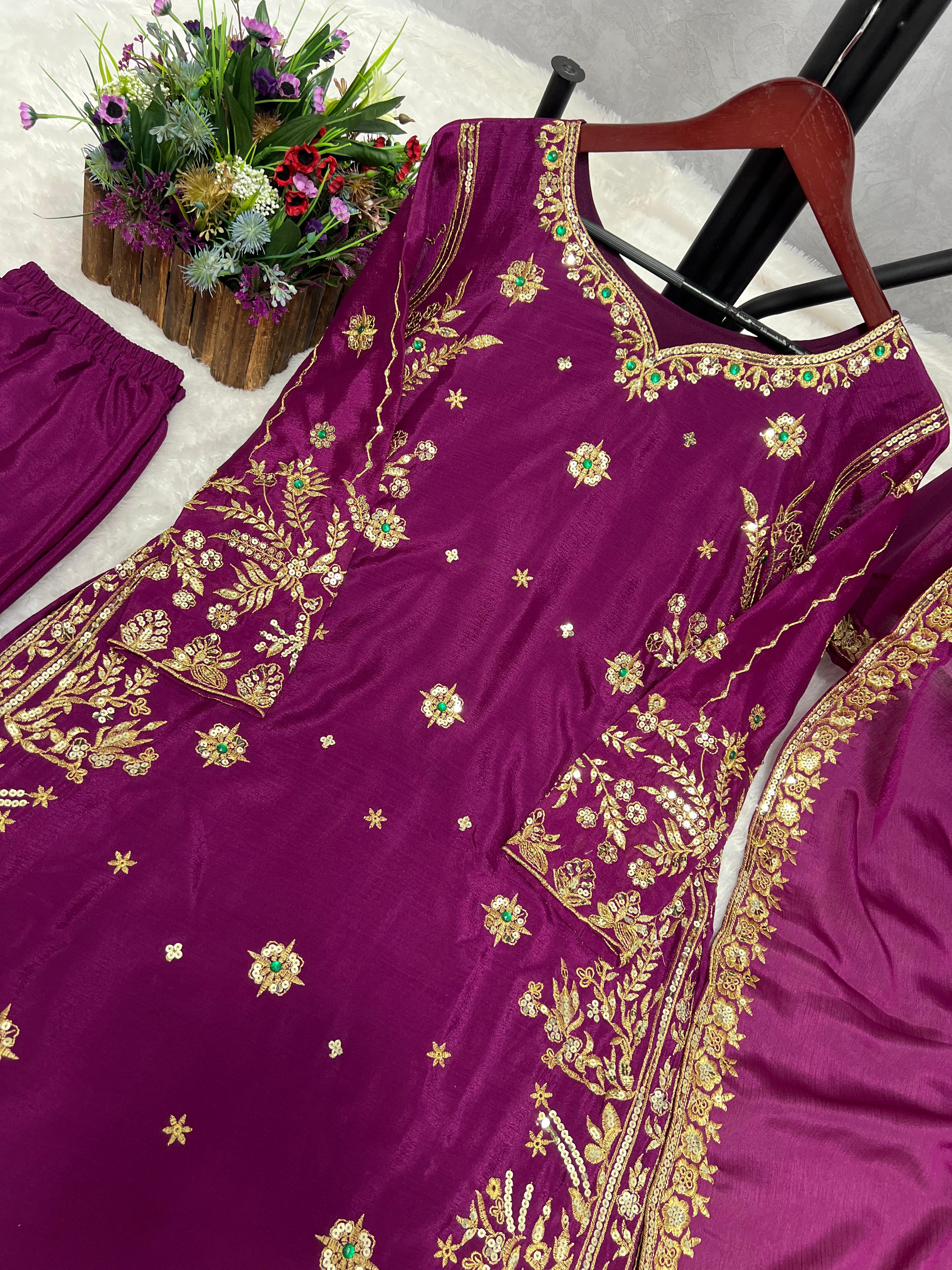 NEW TRDITIONAL COLLECTION 3 PIECE FANCY KURTI WITH BOTTOM AND DUPATTA