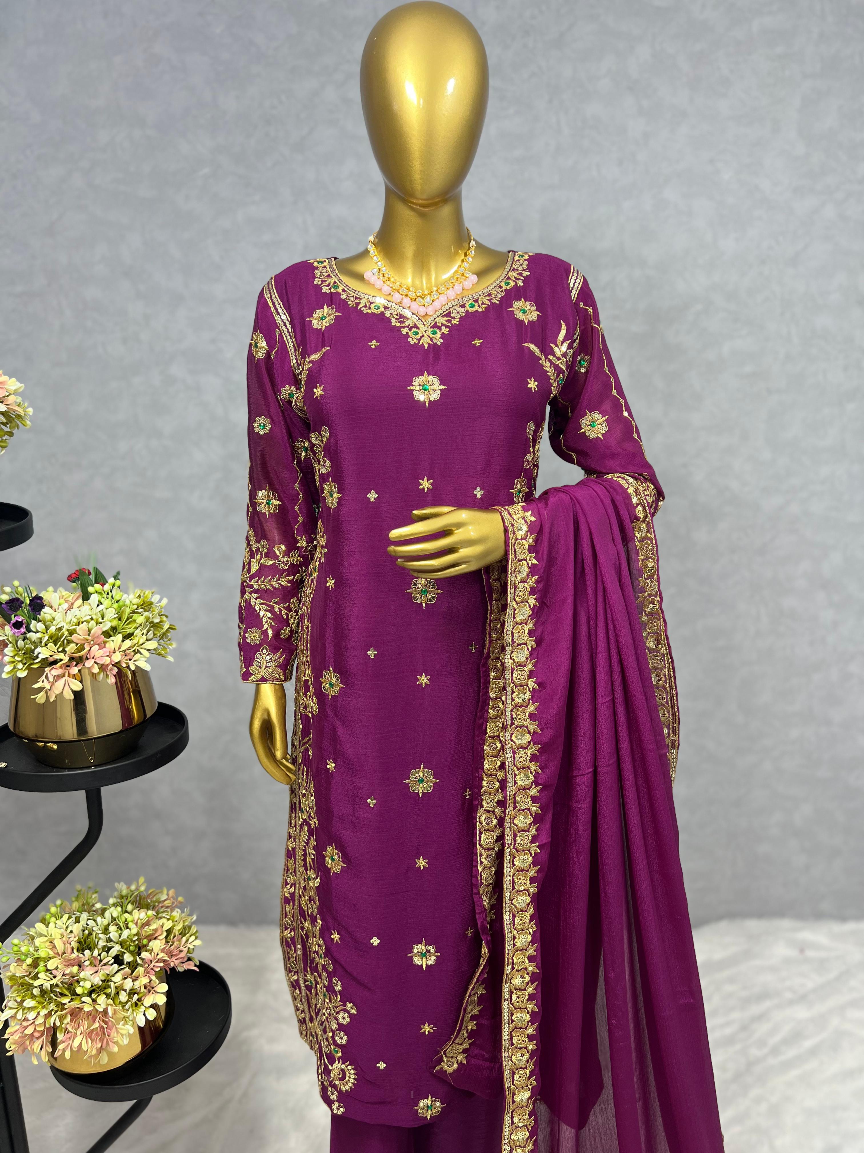 NEW TRDITIONAL COLLECTION 3 PIECE FANCY KURTI WITH BOTTOM AND DUPATTA