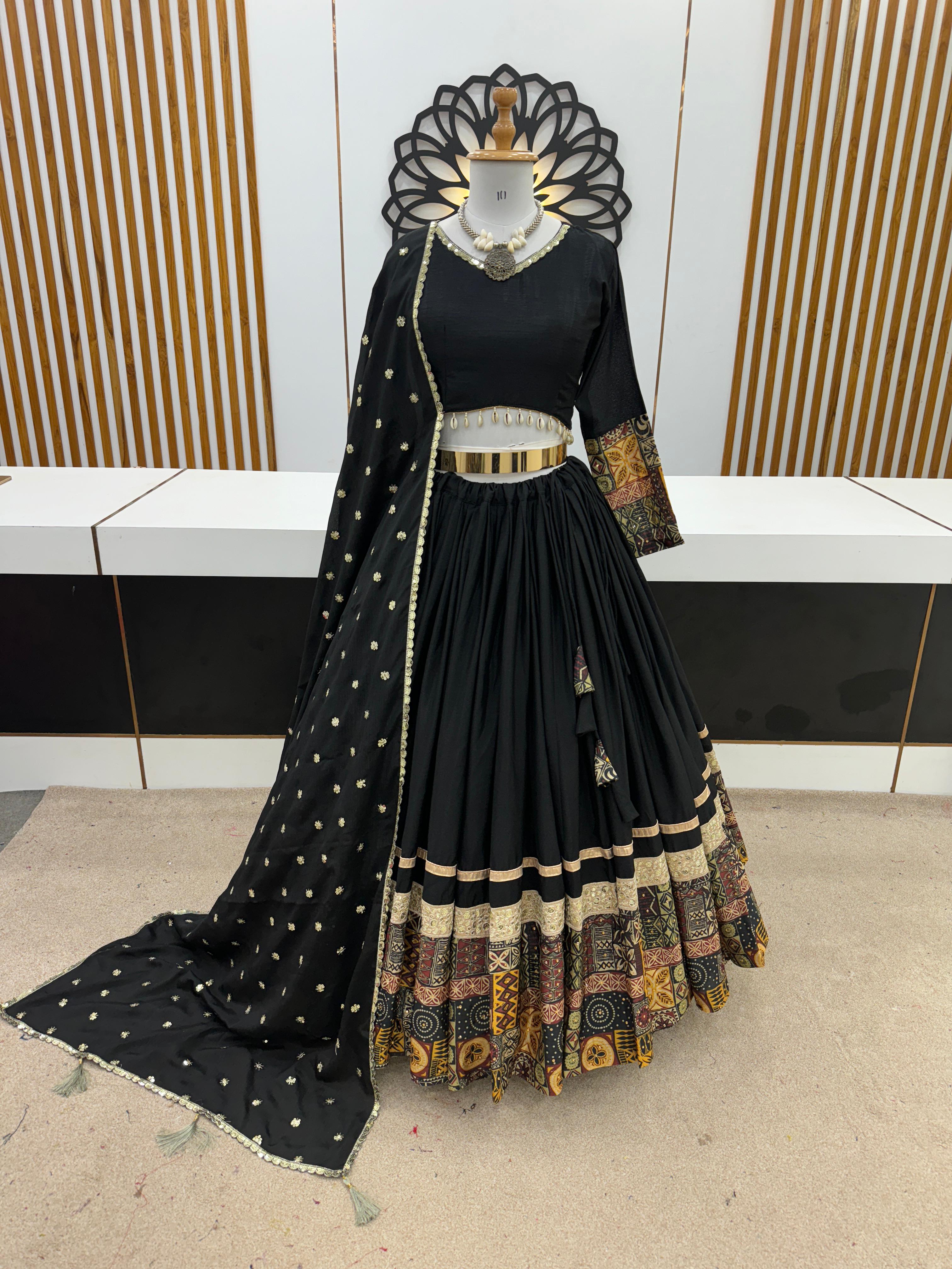 Wedding Collection Lehenga Choli With Digital Print and Embroidery Sequence Work and Handwork