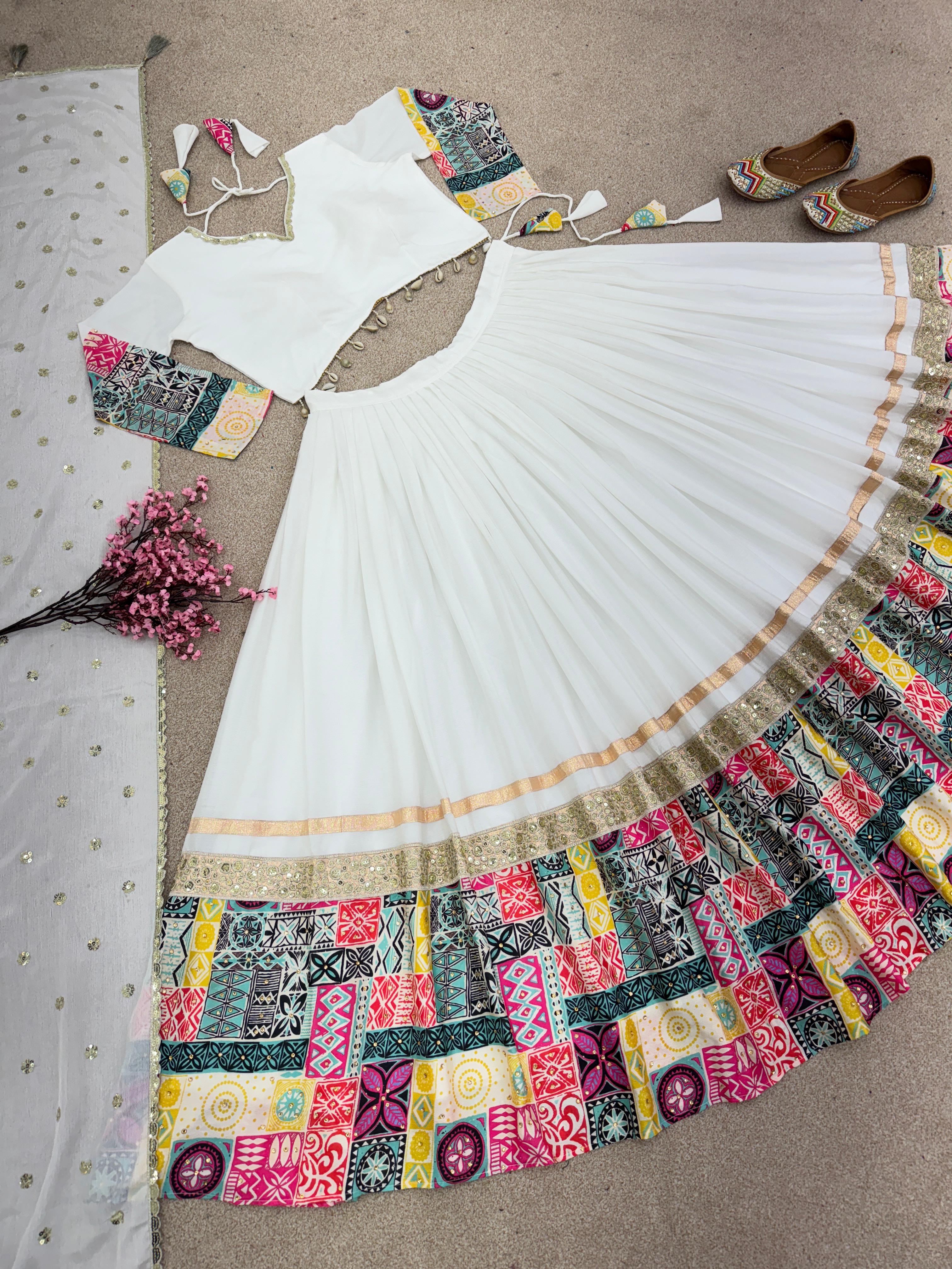 Wedding Collection Lehenga Choli With Digital Print and Embroidery Sequence Work and Handwork