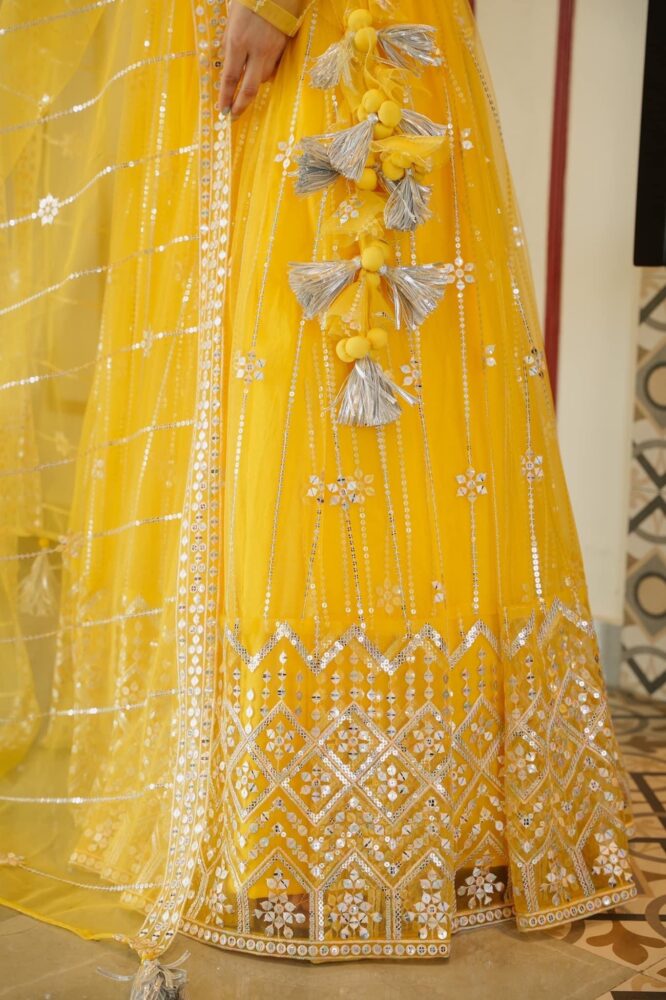 YELLOW NET LEHENGA CHOLI SET LA-3010