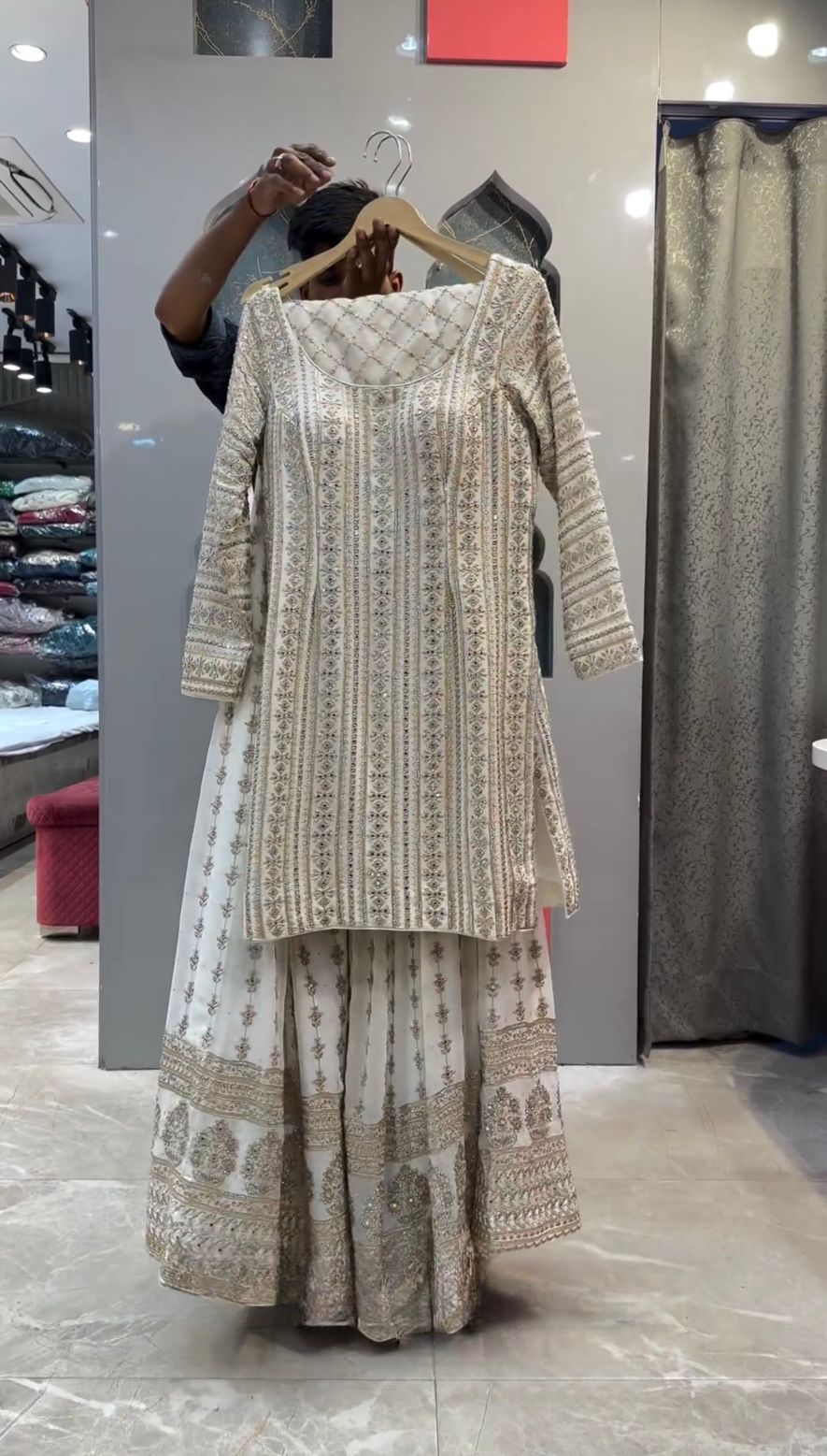 Heavy Embroidery And Sequins Work Top - Plazzo With Dupatta