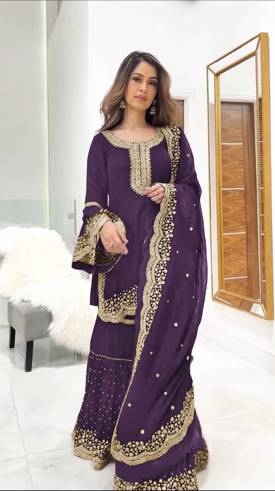 Party Wear Look New Top-Plazo and Dupatta With Heavy Embroidery Work