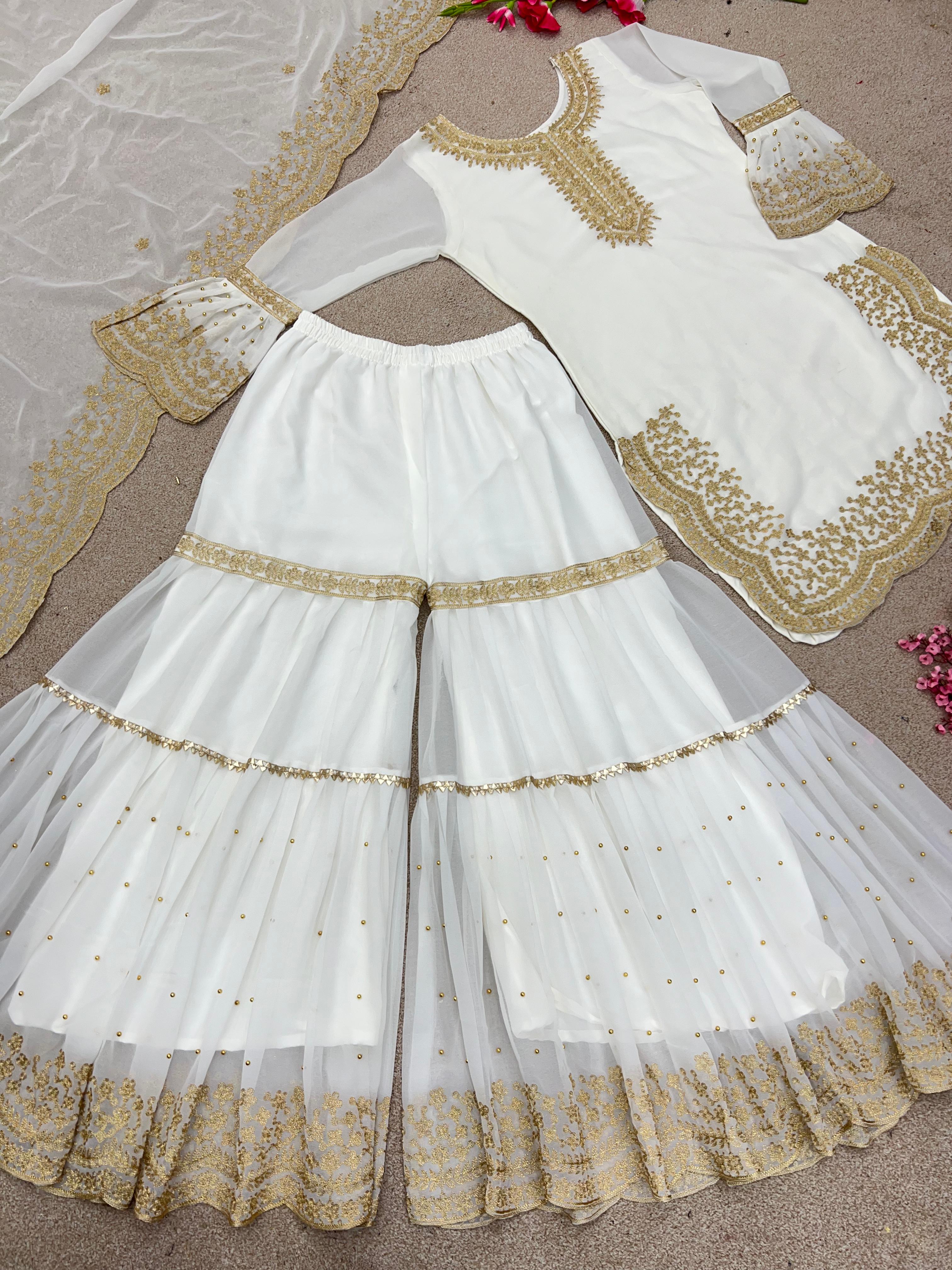 Party Wear Look New Top-Plazo and Dupatta With Heavy Embroidery Work