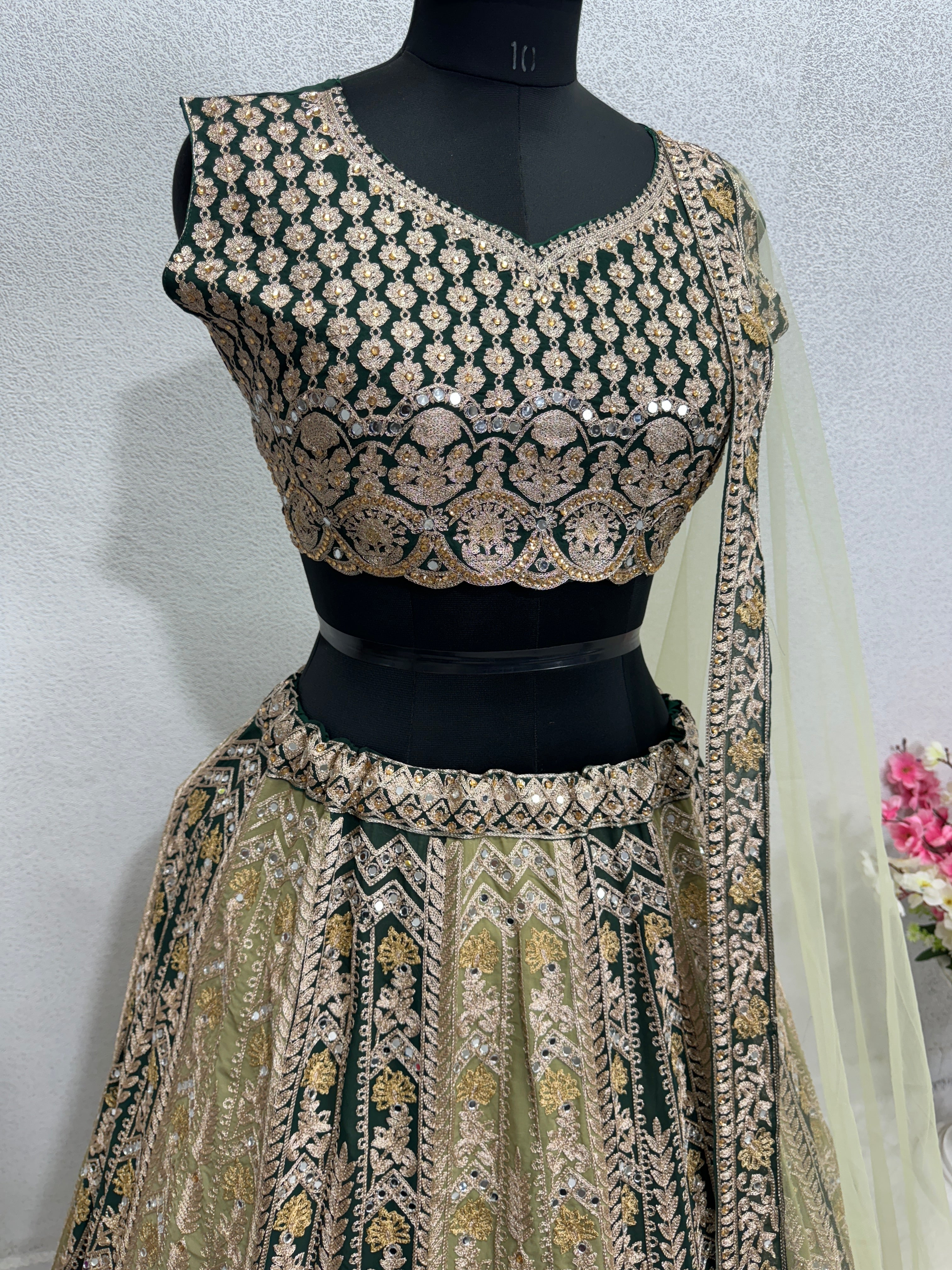 DESIGNER EMBROIDERY SEQUENCE WORK TOP LEHENGAS WITH DUPATTA SET MT - 1013