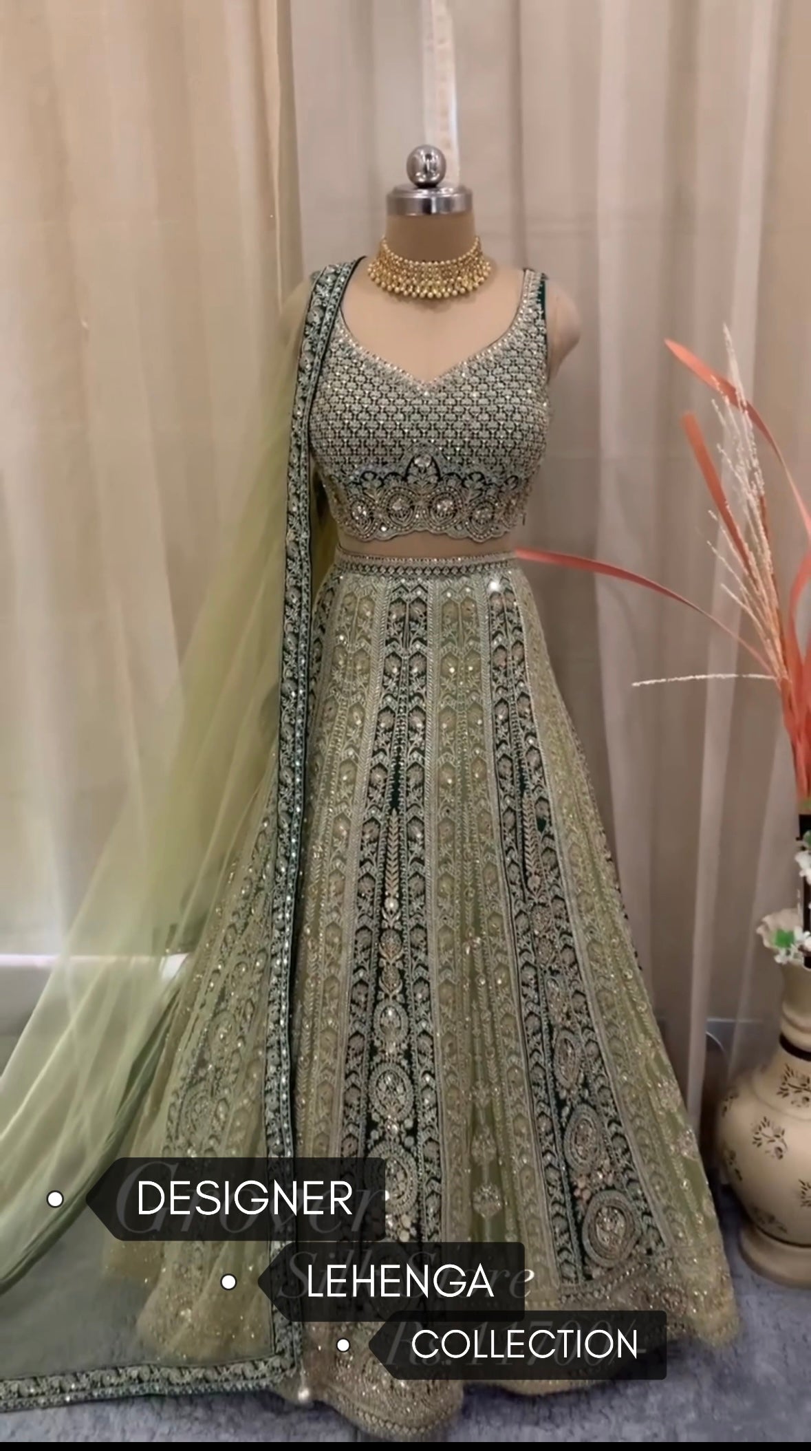 DESIGNER EMBROIDERY SEQUENCE WORK TOP LEHENGAS WITH DUPATTA SET MT - 1013