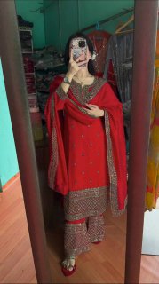 New Designer Heavy Embroidery work karva chauth special suit set