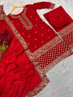 New Designer Heavy Embroidery work karva chauth special suit set