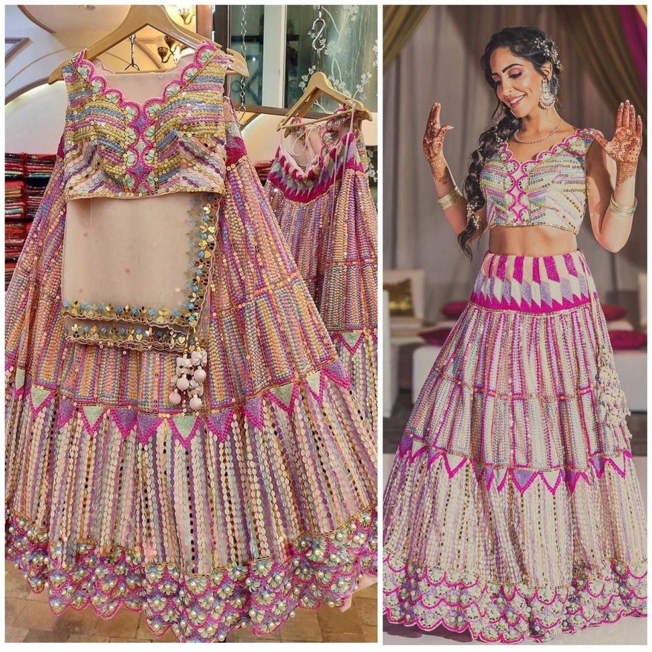 Heavy Thread Work Lahengha - Choli With Dupatta