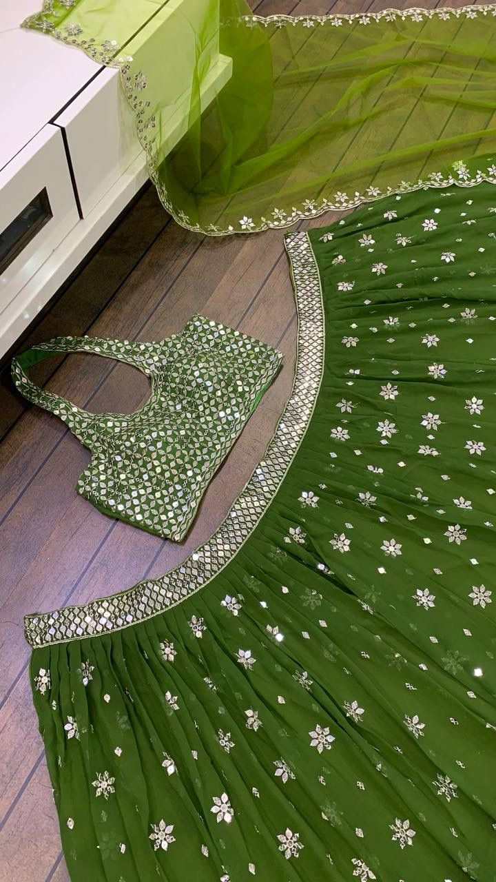 Green Colour Georgette Lehenga Choli With Duppata