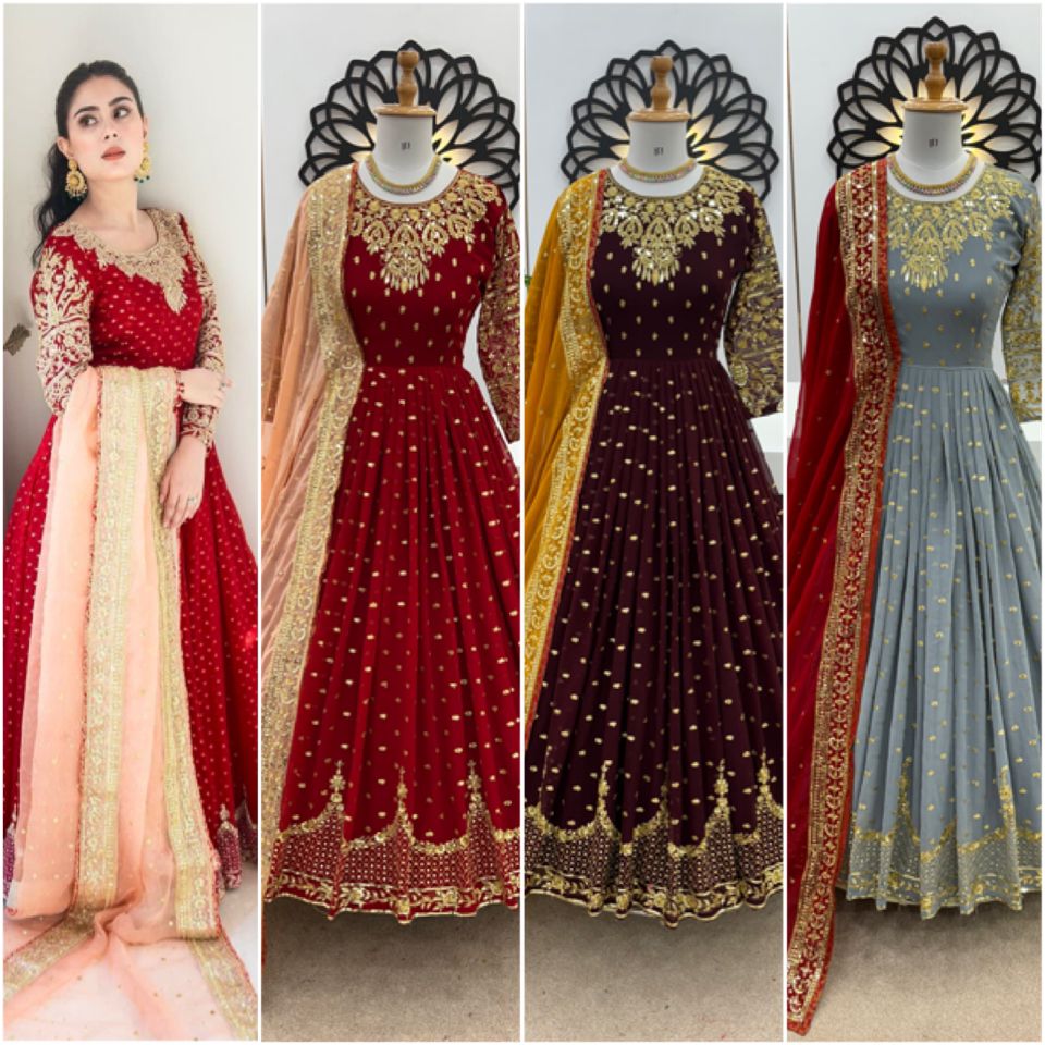 Party Wear Look Gown, and Dupatta in Fully Heavy Embroidery Sequence