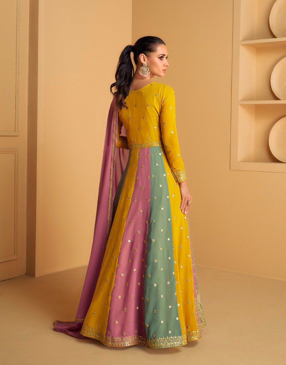 Party Wear Look Gown, and Dupatta in Fully Heavy Embroidery Sequence