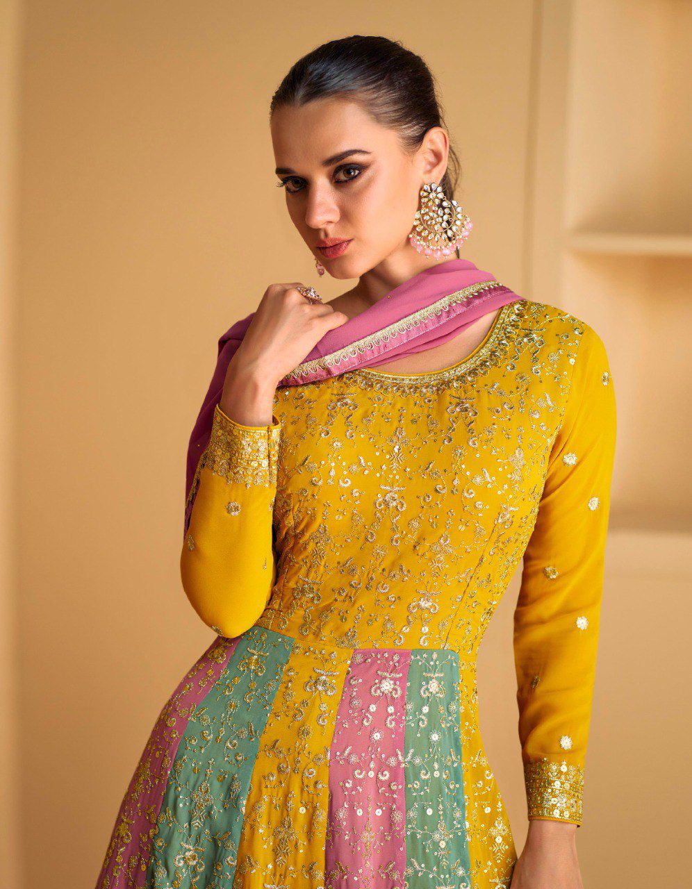 Party Wear Look Gown, and Dupatta in Fully Heavy Embroidery Sequence