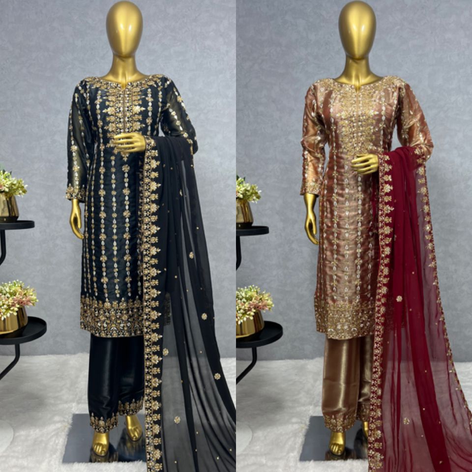 3 PIECE FANCY KURTI WITH BOTTOM AND BEAUTIFUL DUPATTA