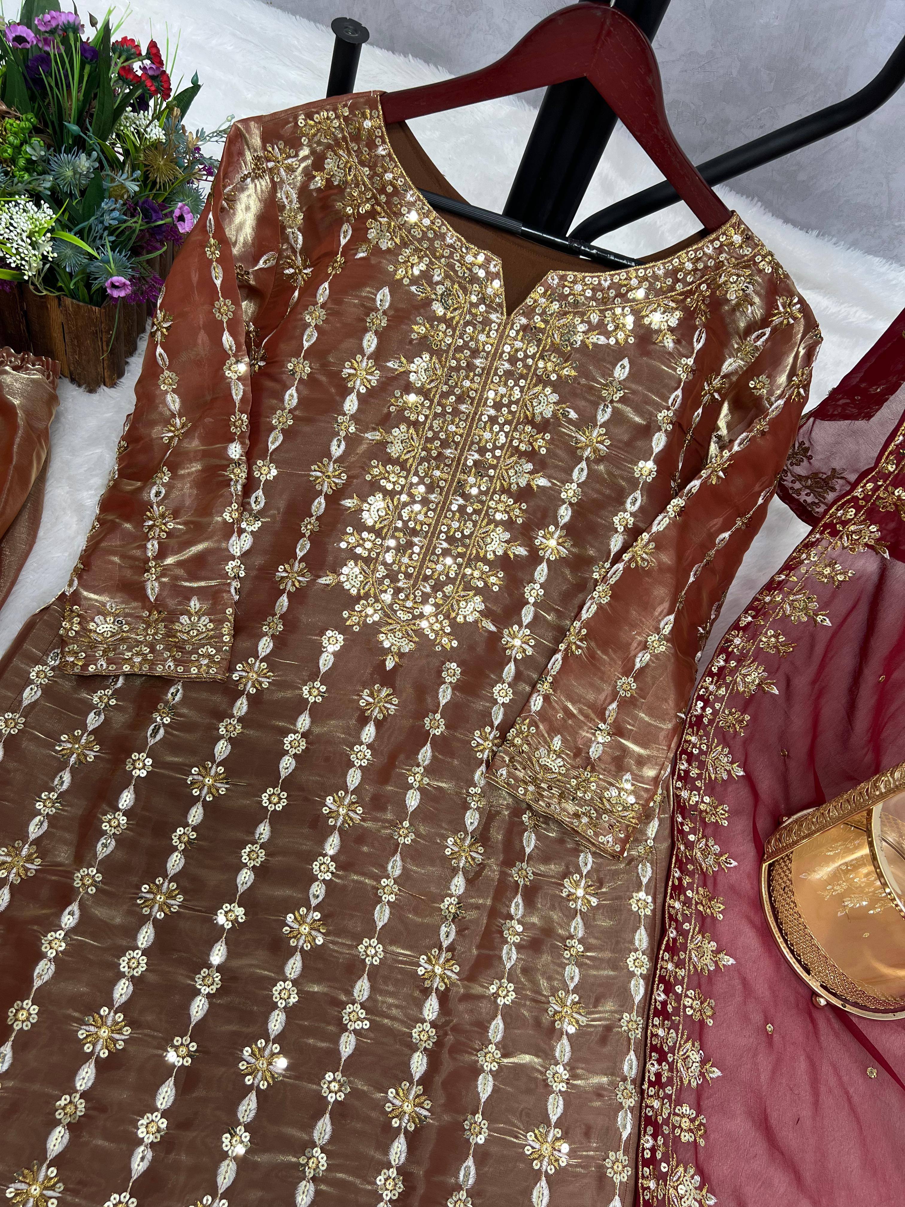 3 PIECE FANCY KURTI WITH BOTTOM AND BEAUTIFUL DUPATTA