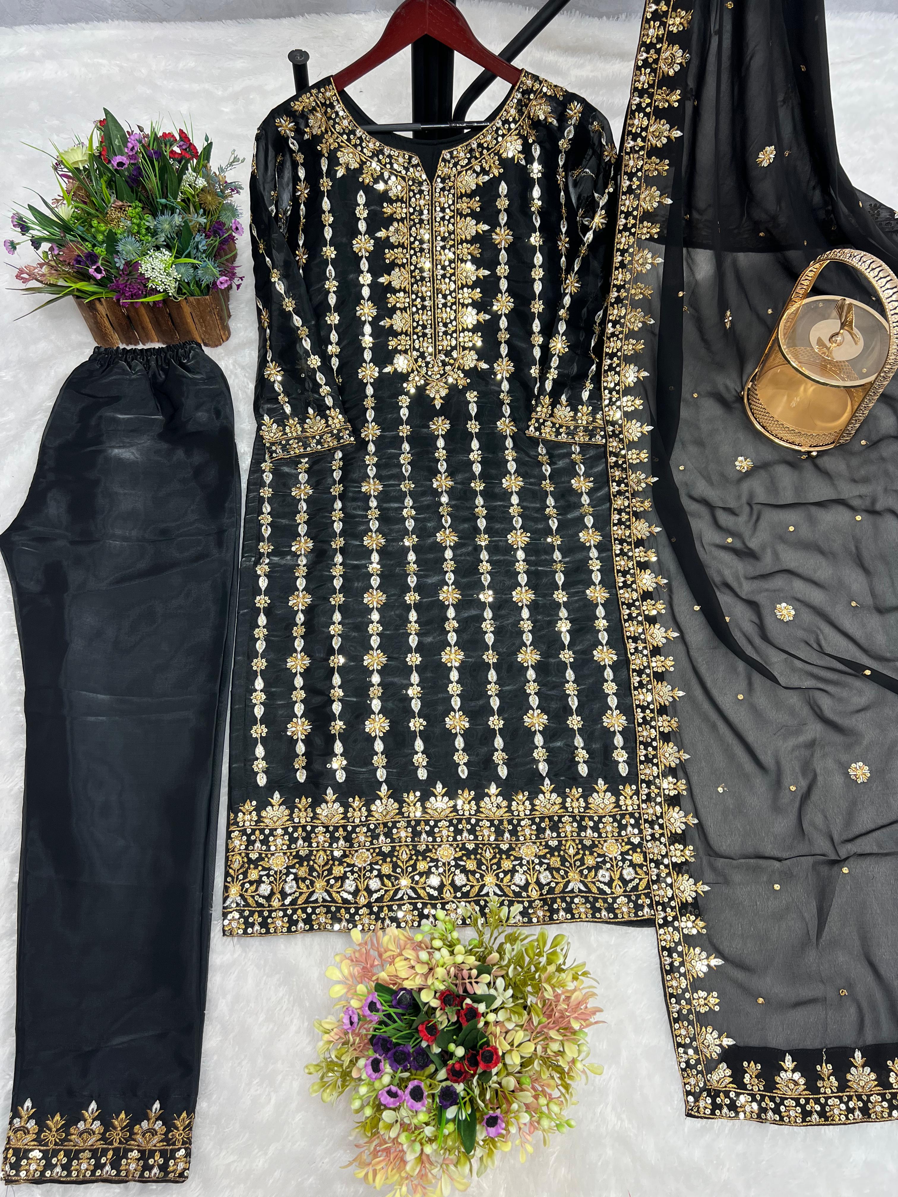 3 PIECE FANCY KURTI WITH BOTTOM AND BEAUTIFUL DUPATTA