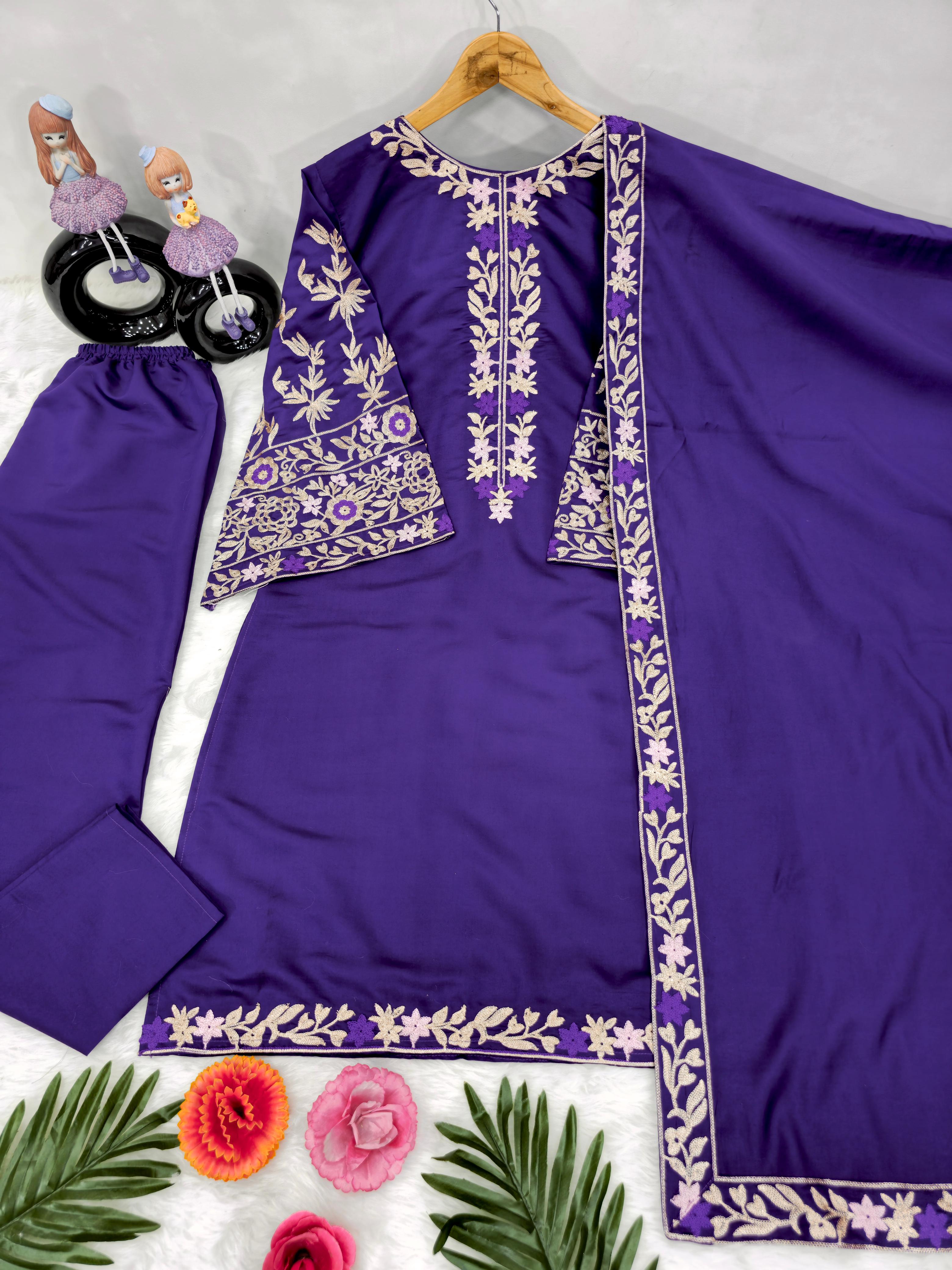 NEW DESIGNER WEAR HEAVY CHINE WORK TOP, WITH DUPATTA