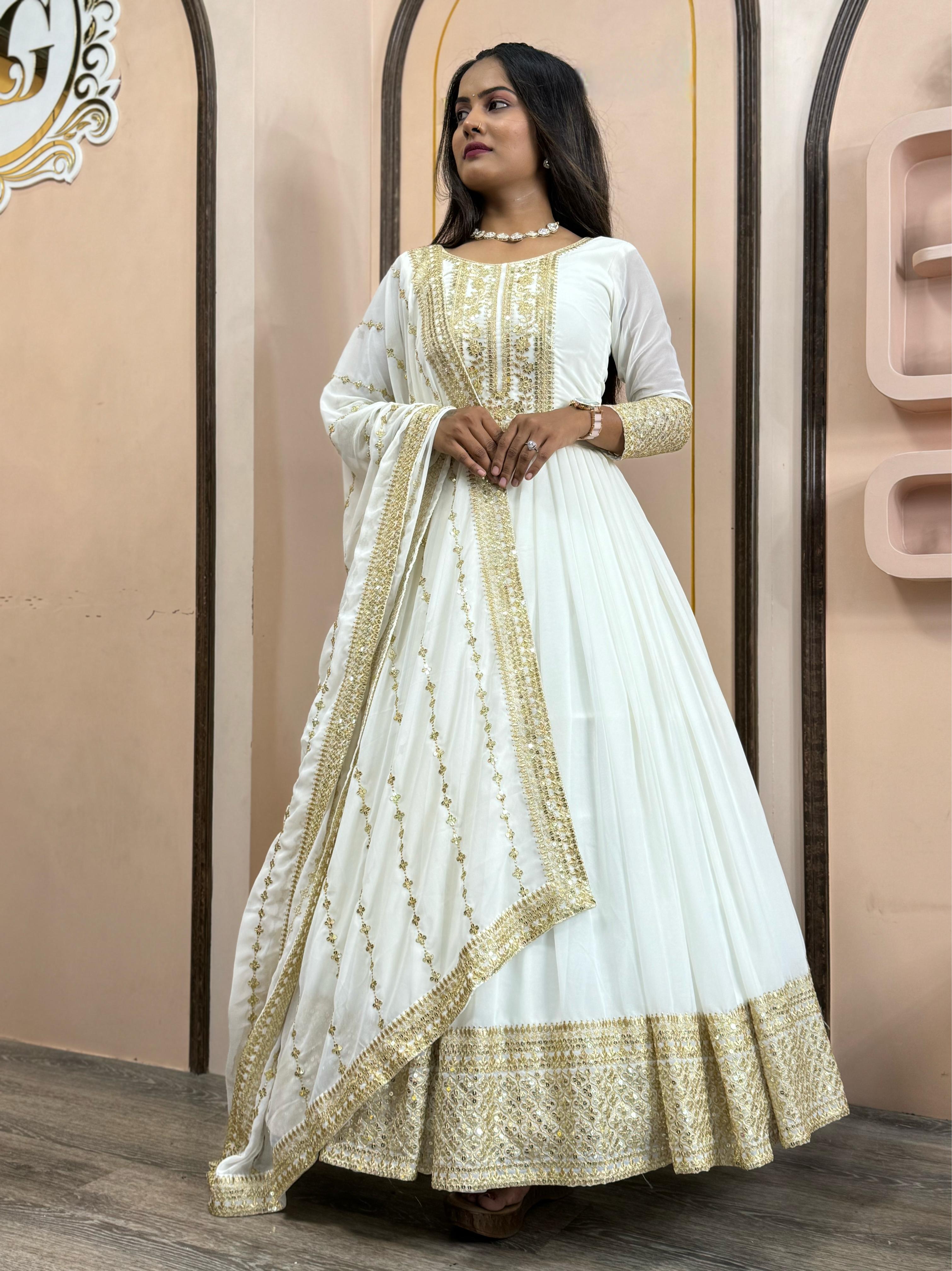 3 PIECE STYLISH GOWN AND DUPATTA WITH BOTTOM