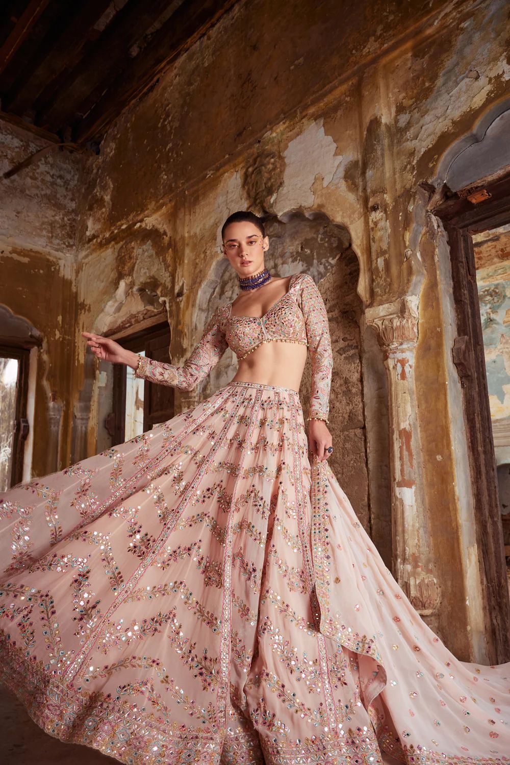 Faux Georgette Lehenga Choli Set with Zari & Thread Work