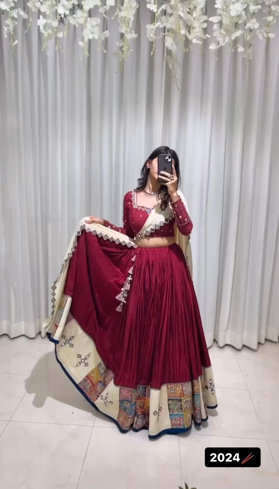 Reyon Lehenga Set with Real Mirror Work And Dupatta