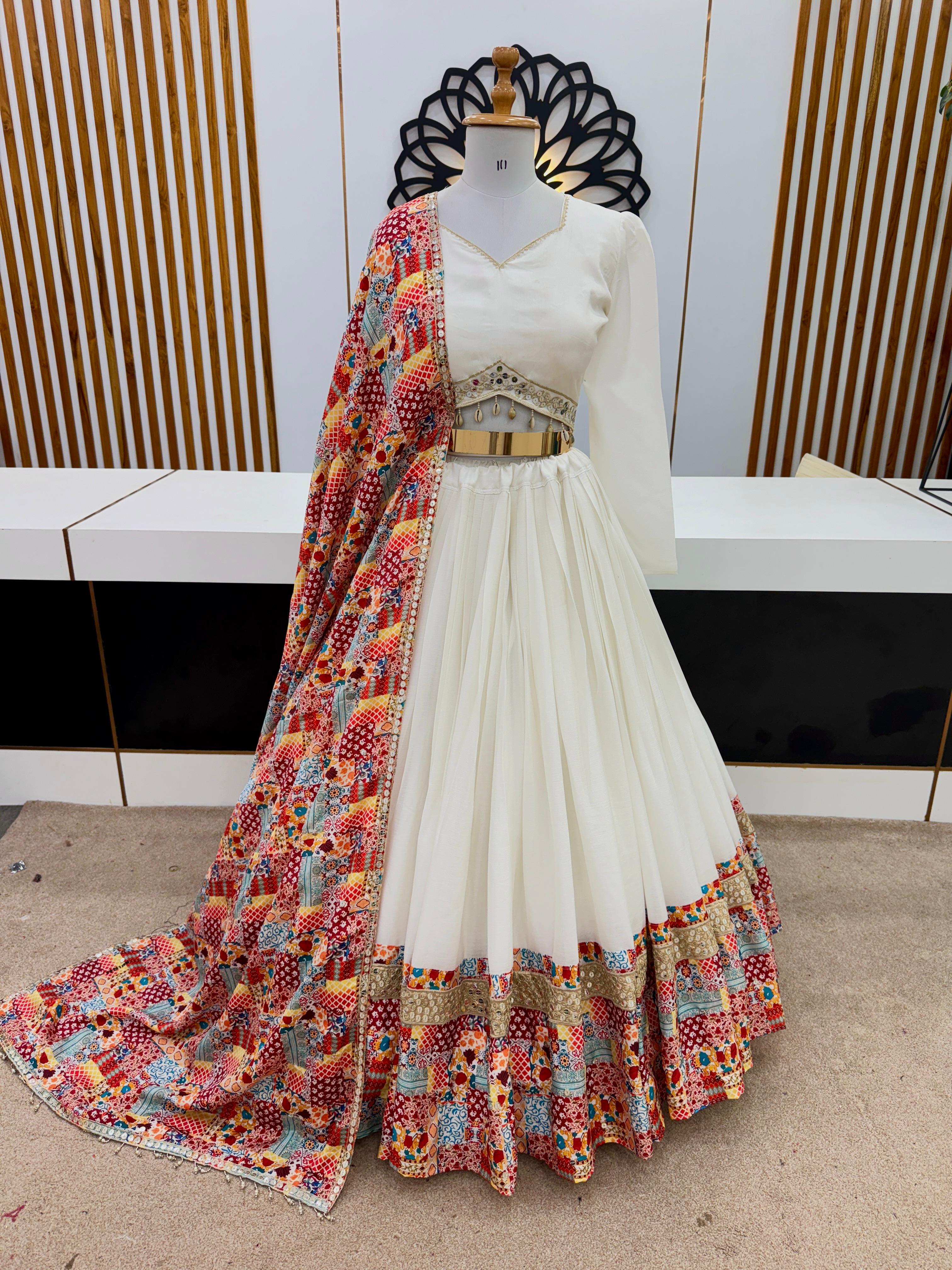 Lehenga Choli With Digital Print and Embroidery Sequence Work