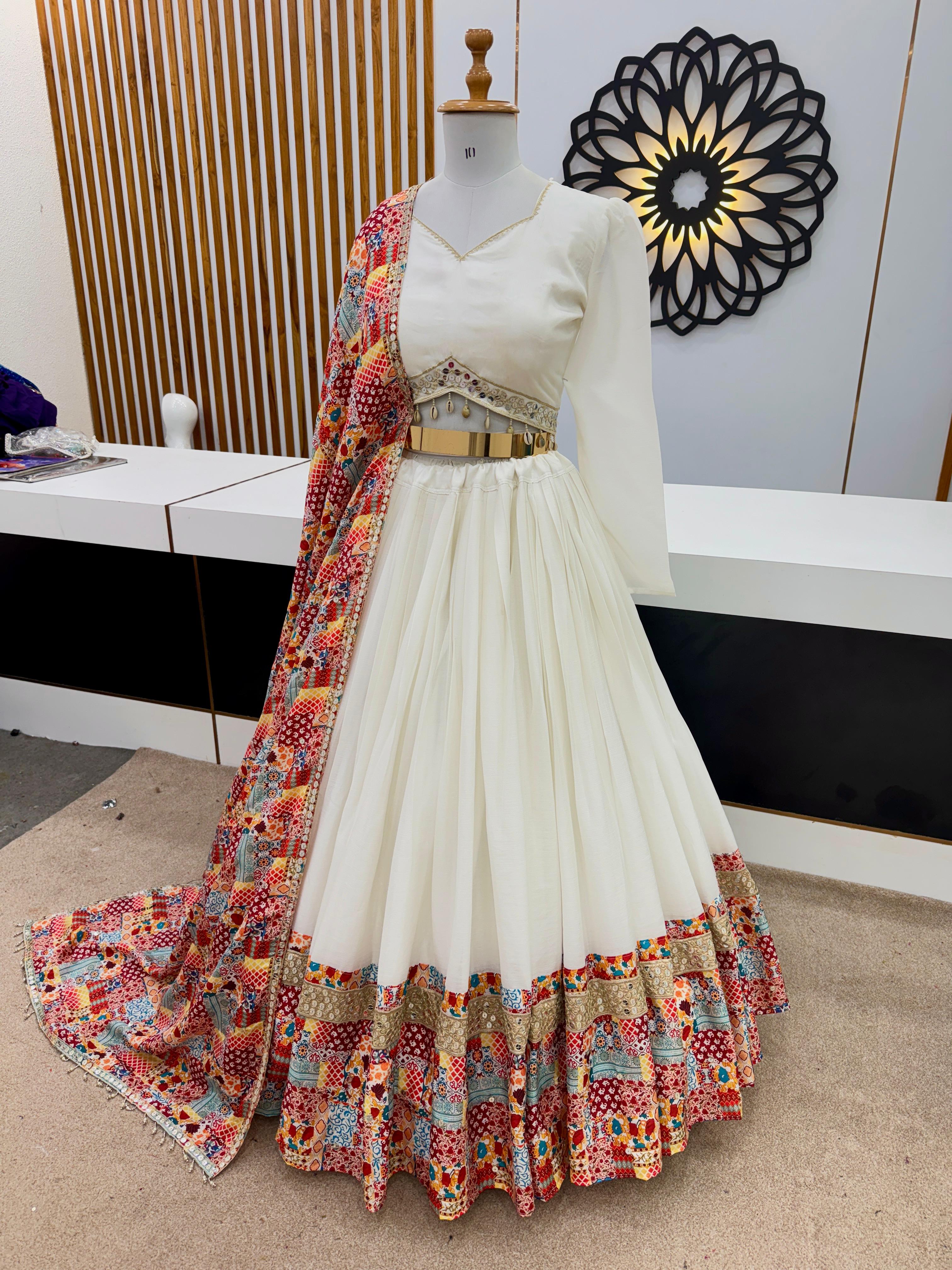 Lehenga Choli With Digital Print and Embroidery Sequence Work