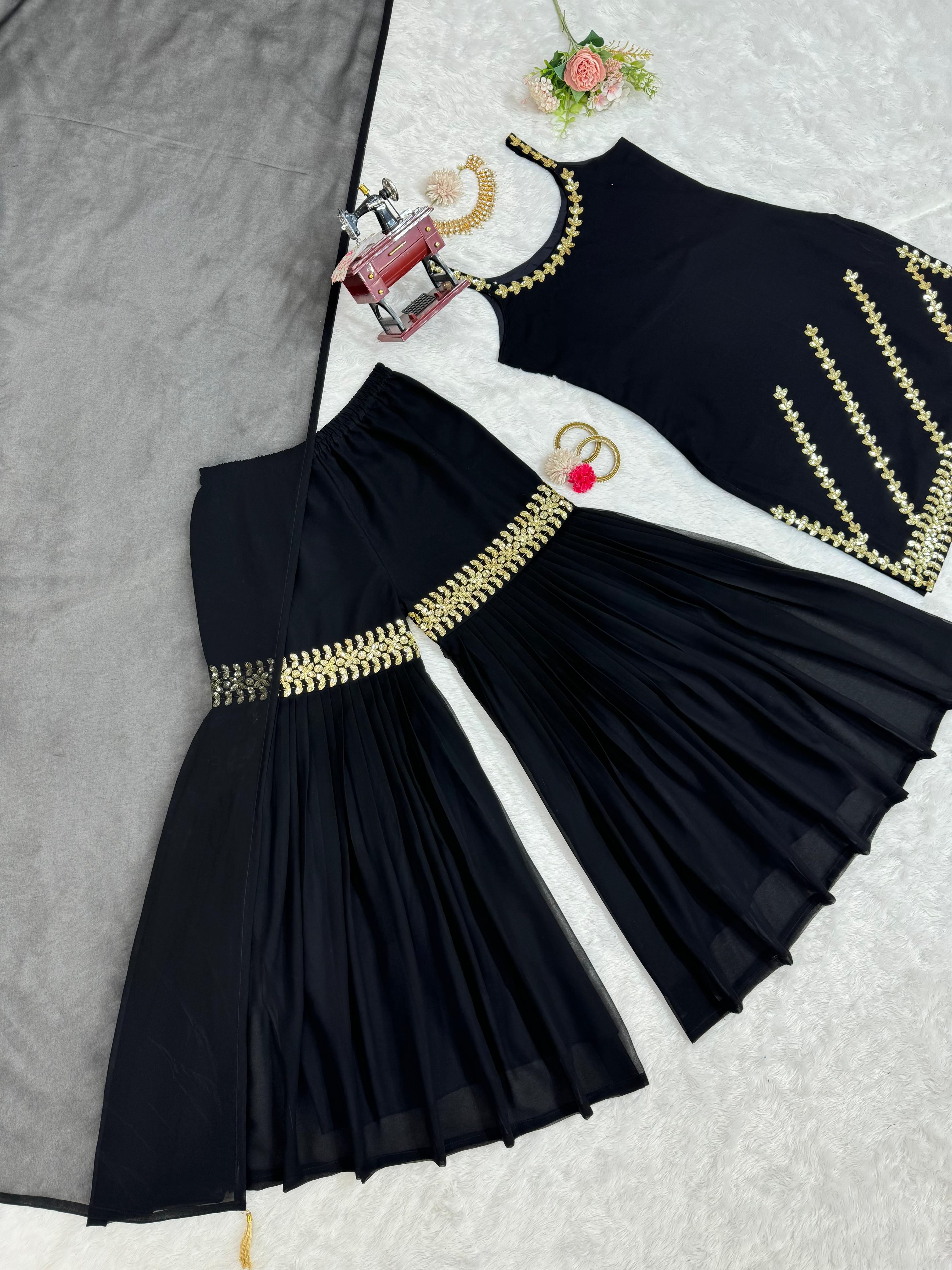 Rakhi special Top-Sharara With Dupatta