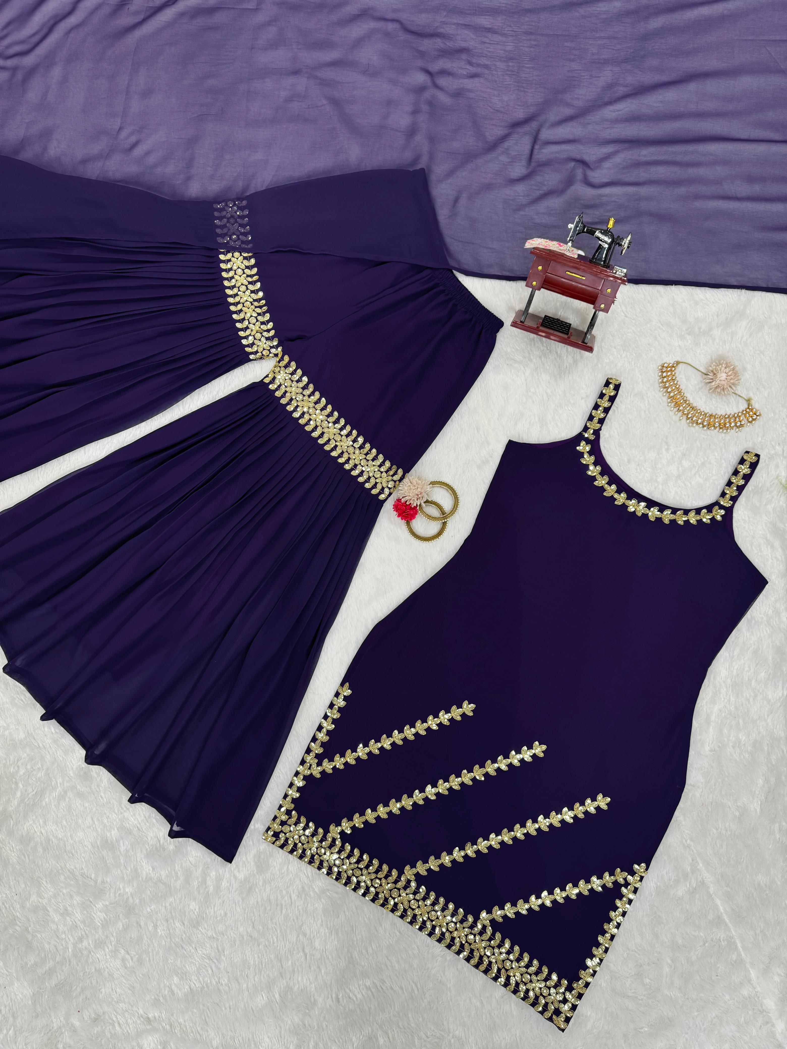 Rakhi special Top-Sharara With Dupatta