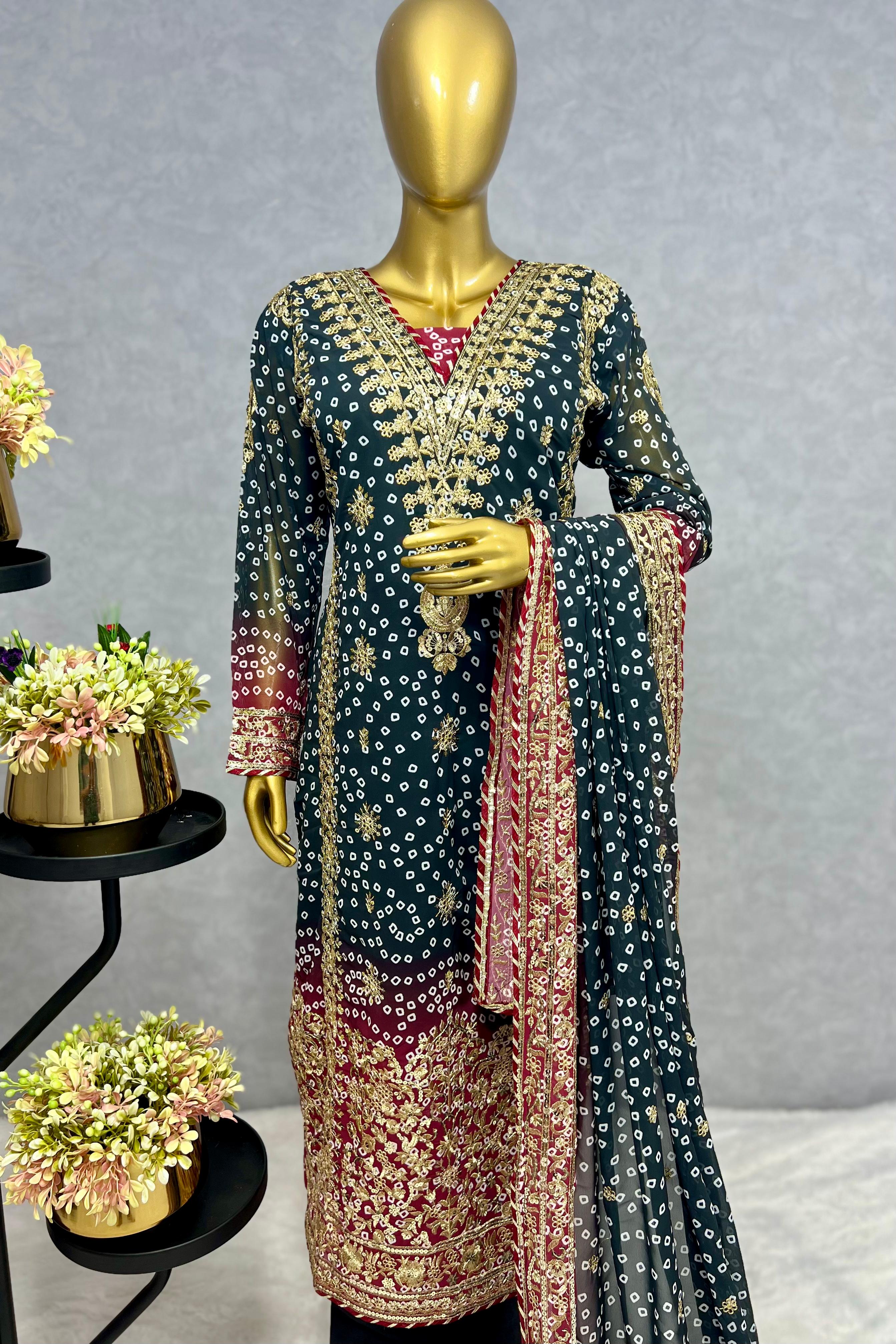 3 PIECE FANCY KURTI WITH BOTTOM AND BEAUTIFUL DUPATTA