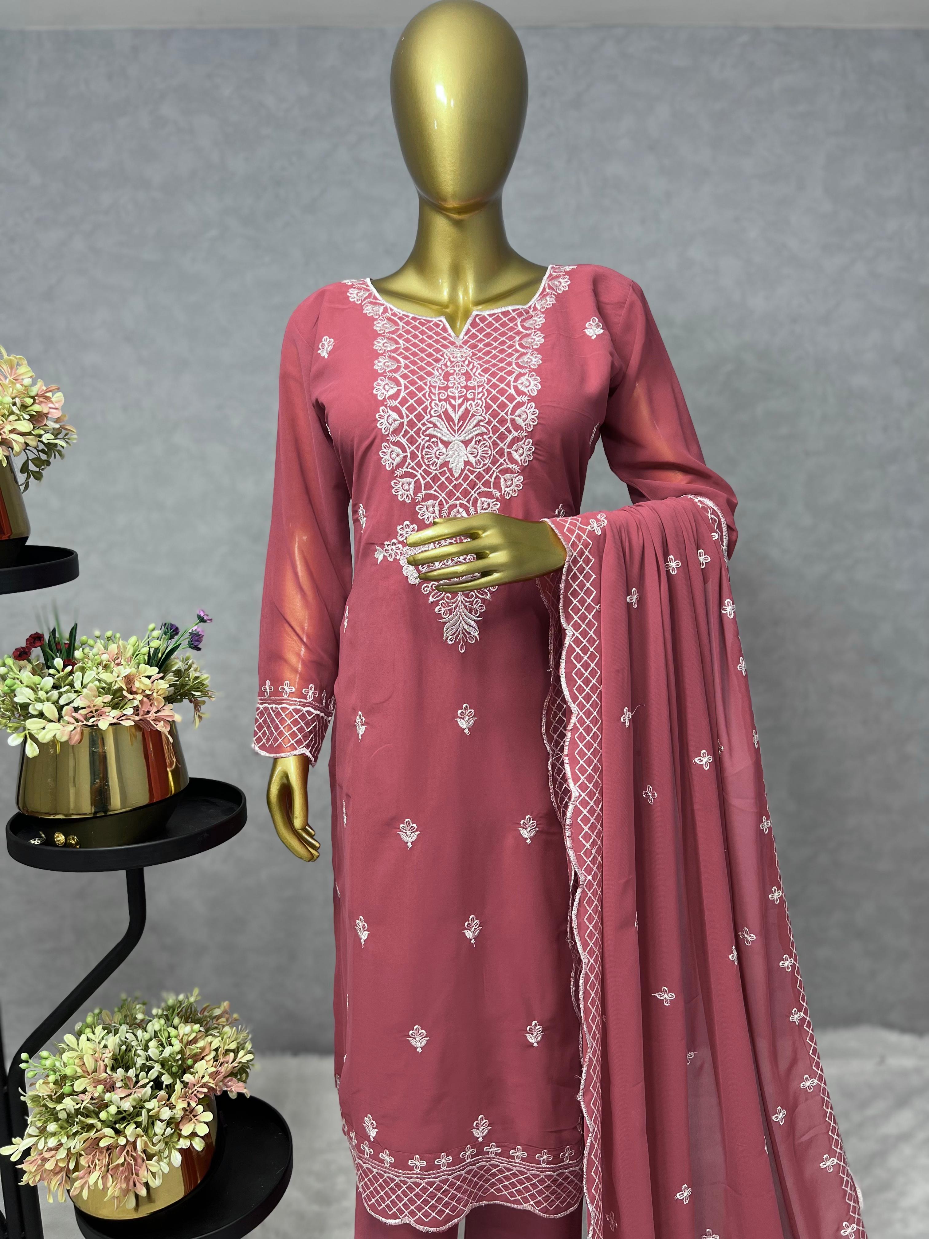 3 PIECE FANCY KURTI WITH BOTTOM AND DUPATTA