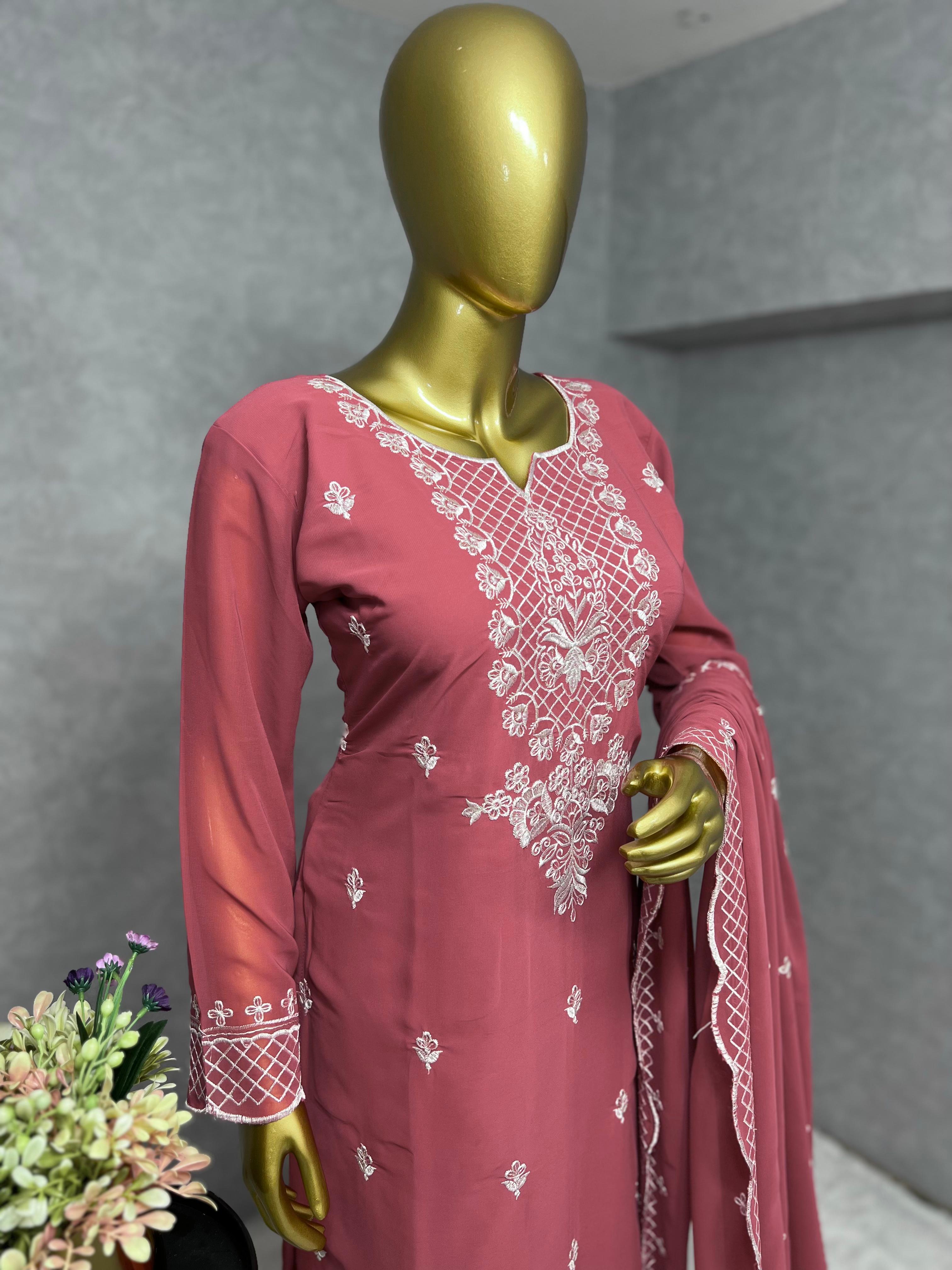 3 PIECE FANCY KURTI WITH BOTTOM AND DUPATTA