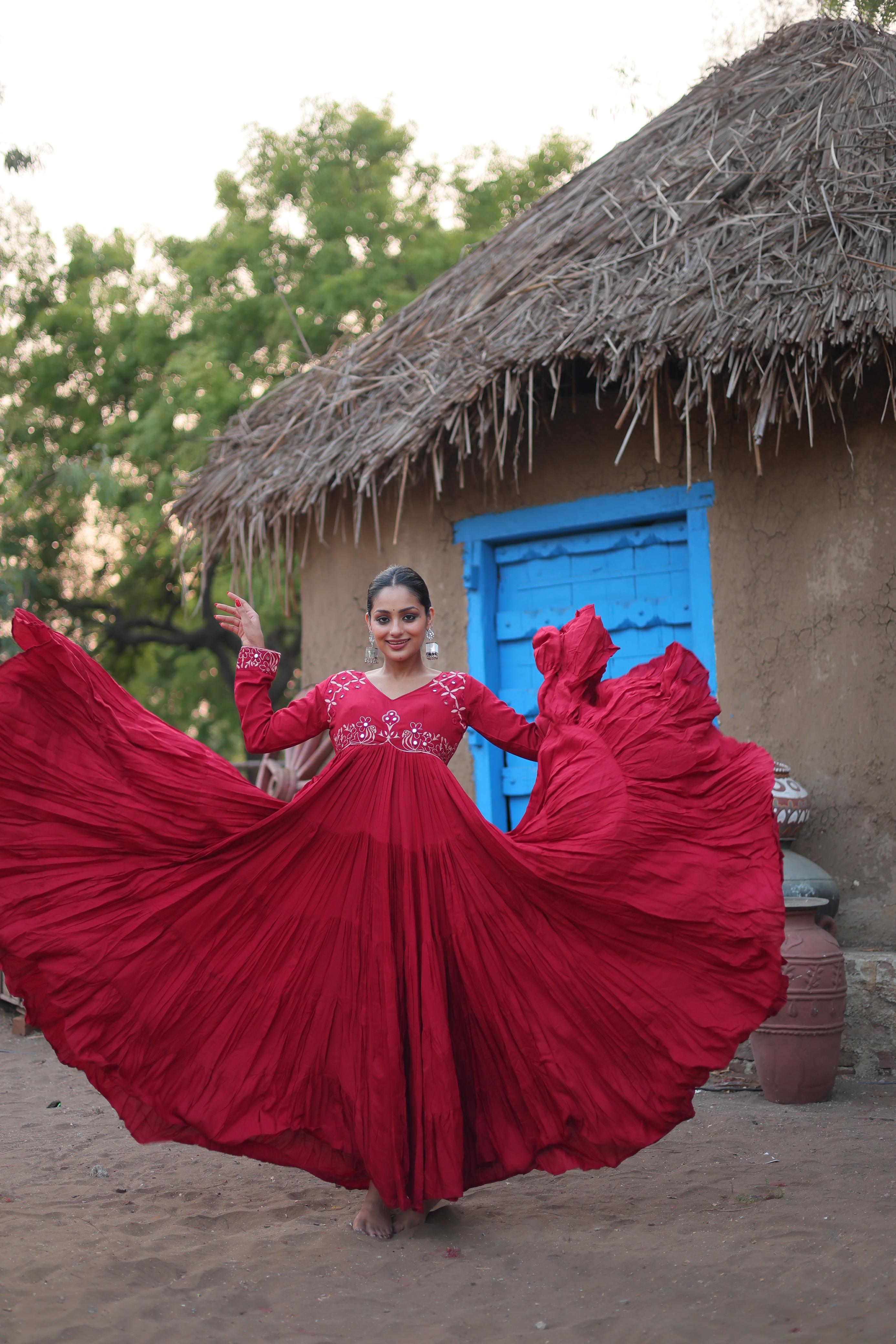 Navratri Special Maroon Colour  Gown