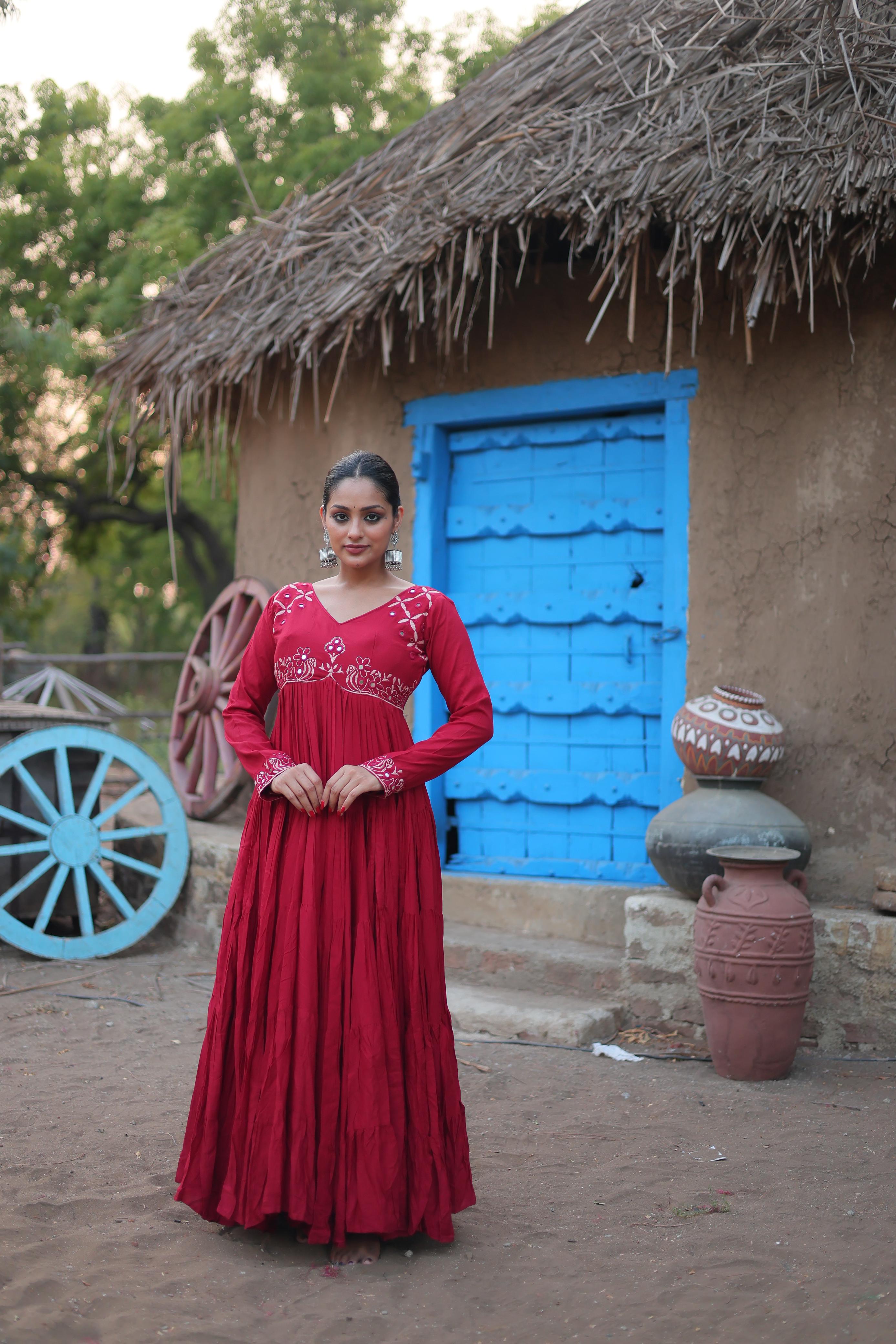 Navratri Special Maroon Colour  Gown