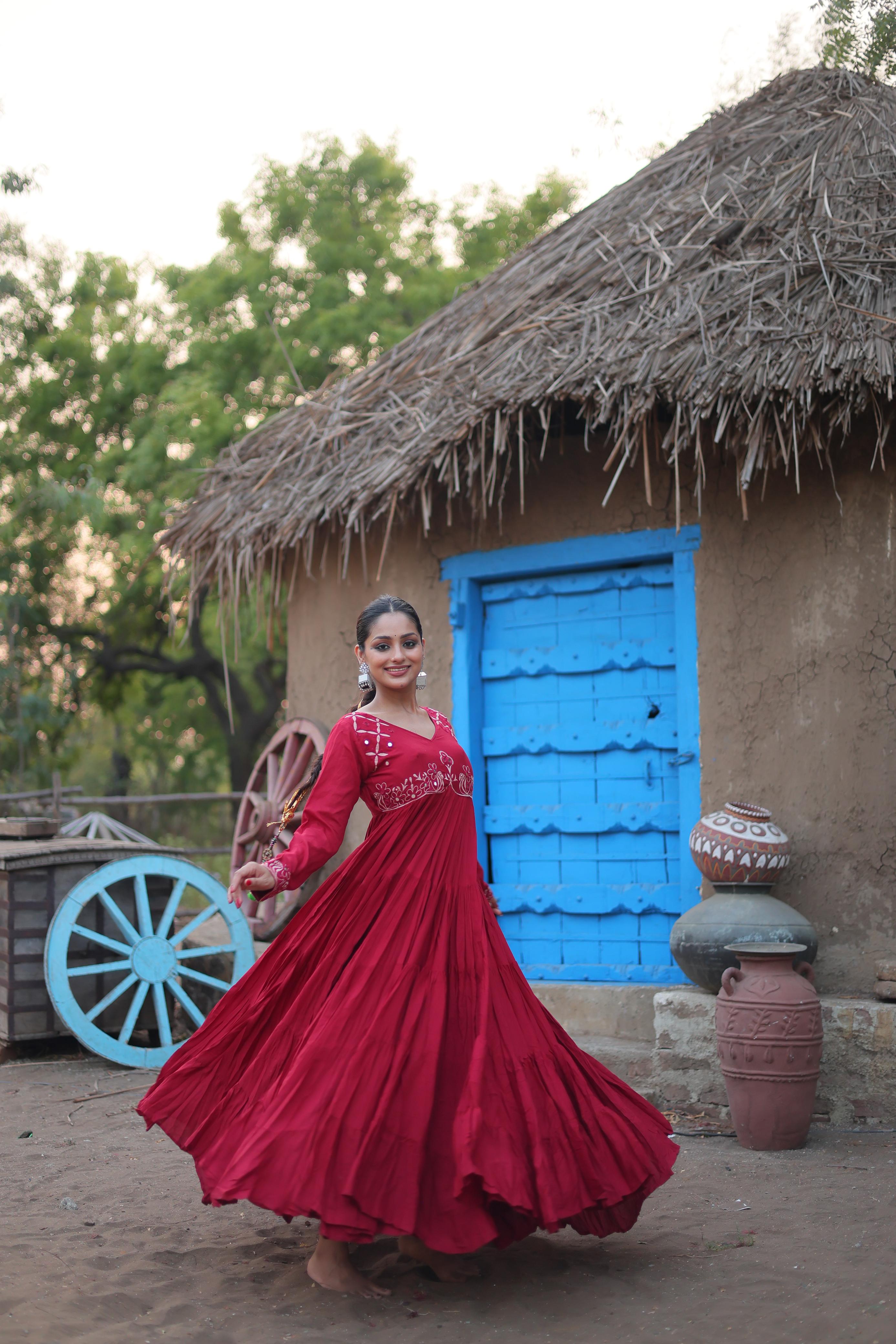 Navratri Special Maroon Colour  Gown