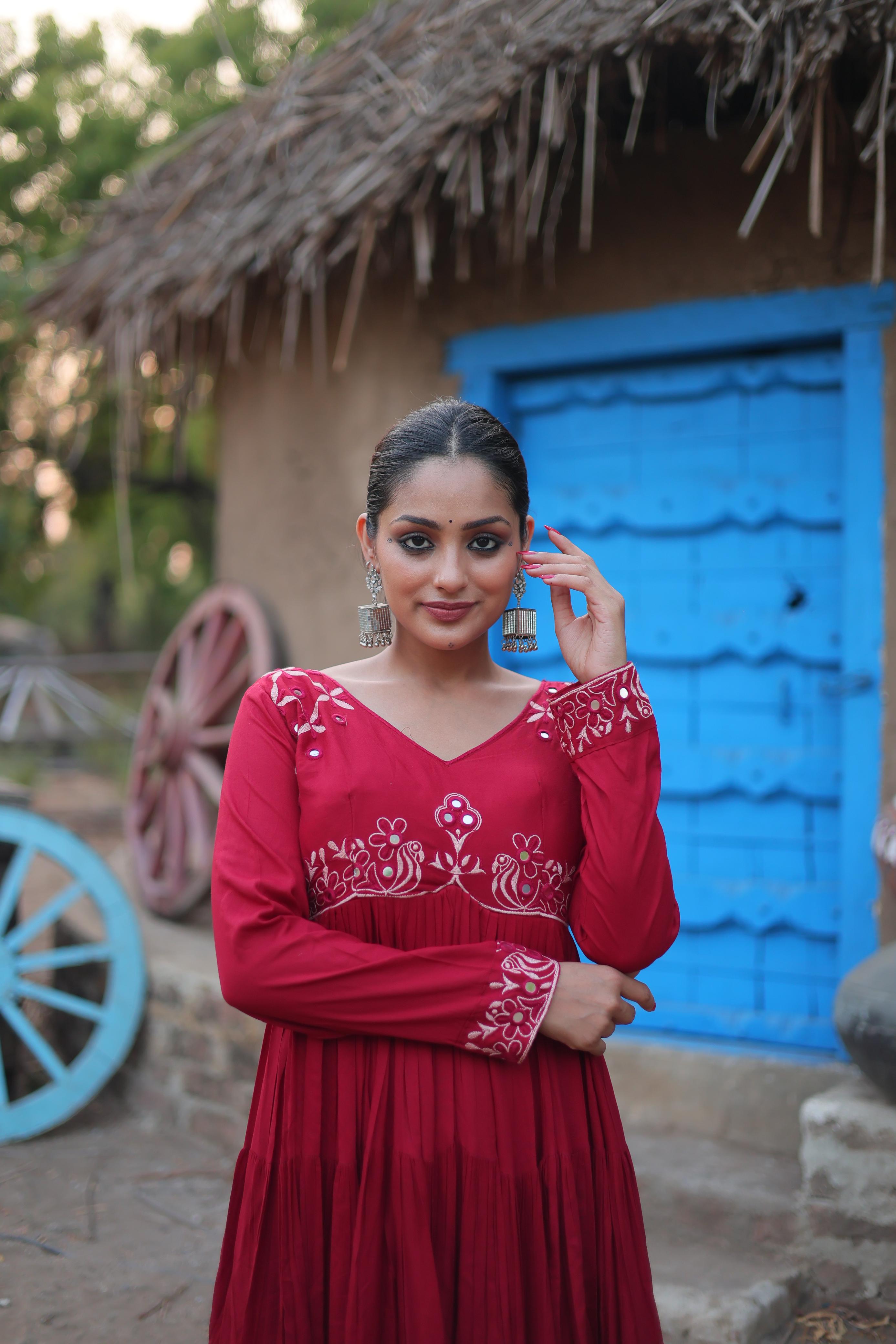 Navratri Special Maroon Colour  Gown