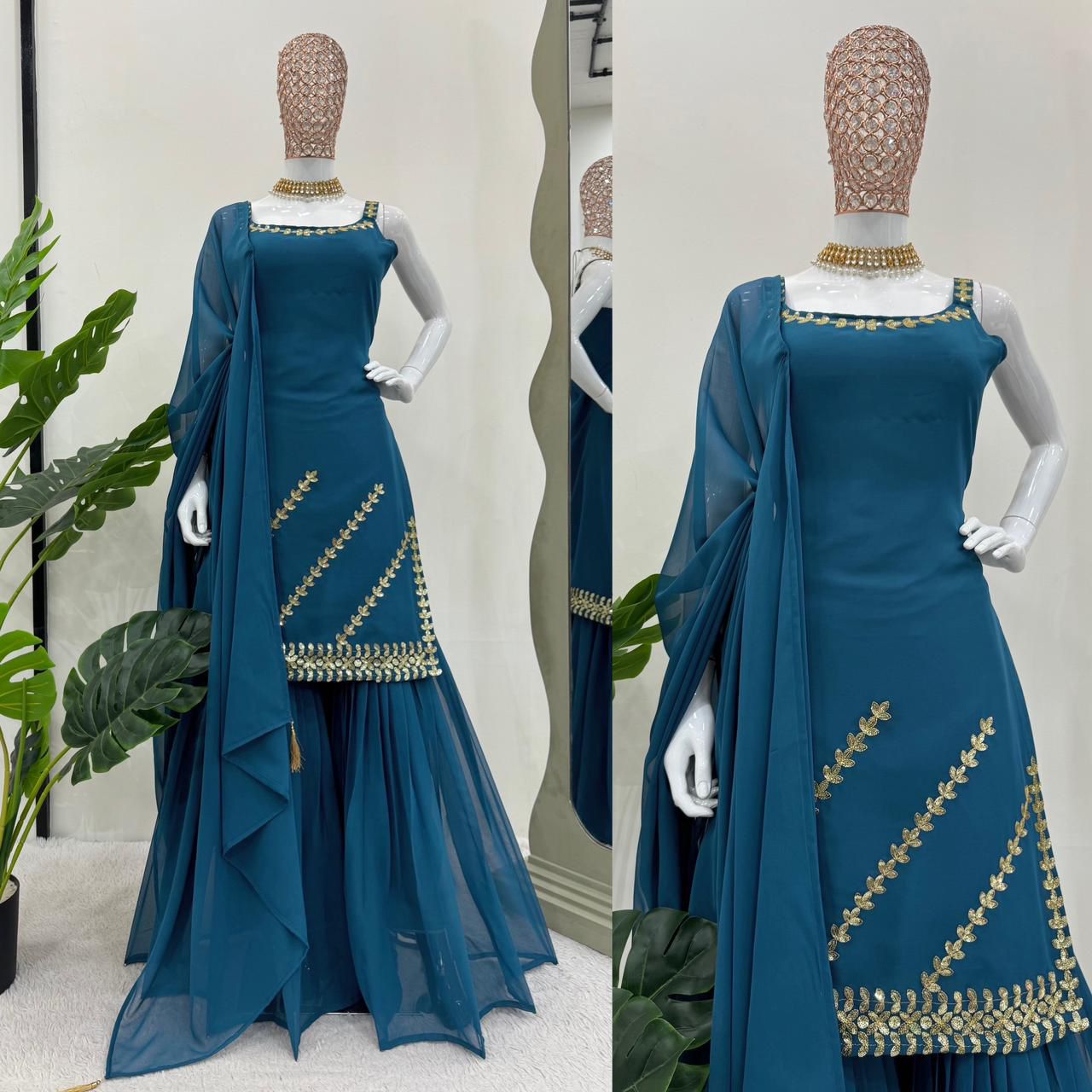 Rakhi special Top-Sharara With Dupatta