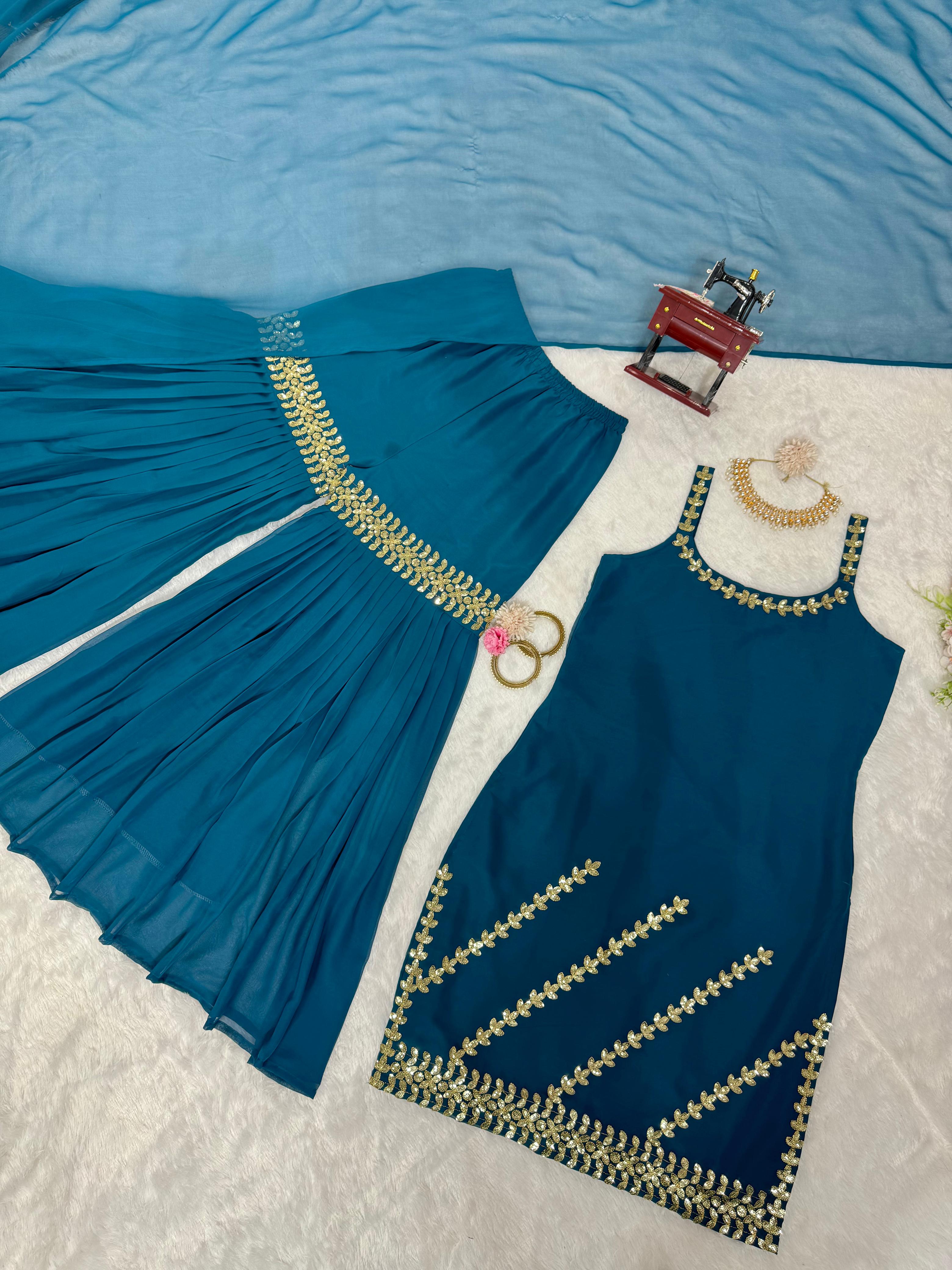 Rakhi special Top-Sharara With Dupatta