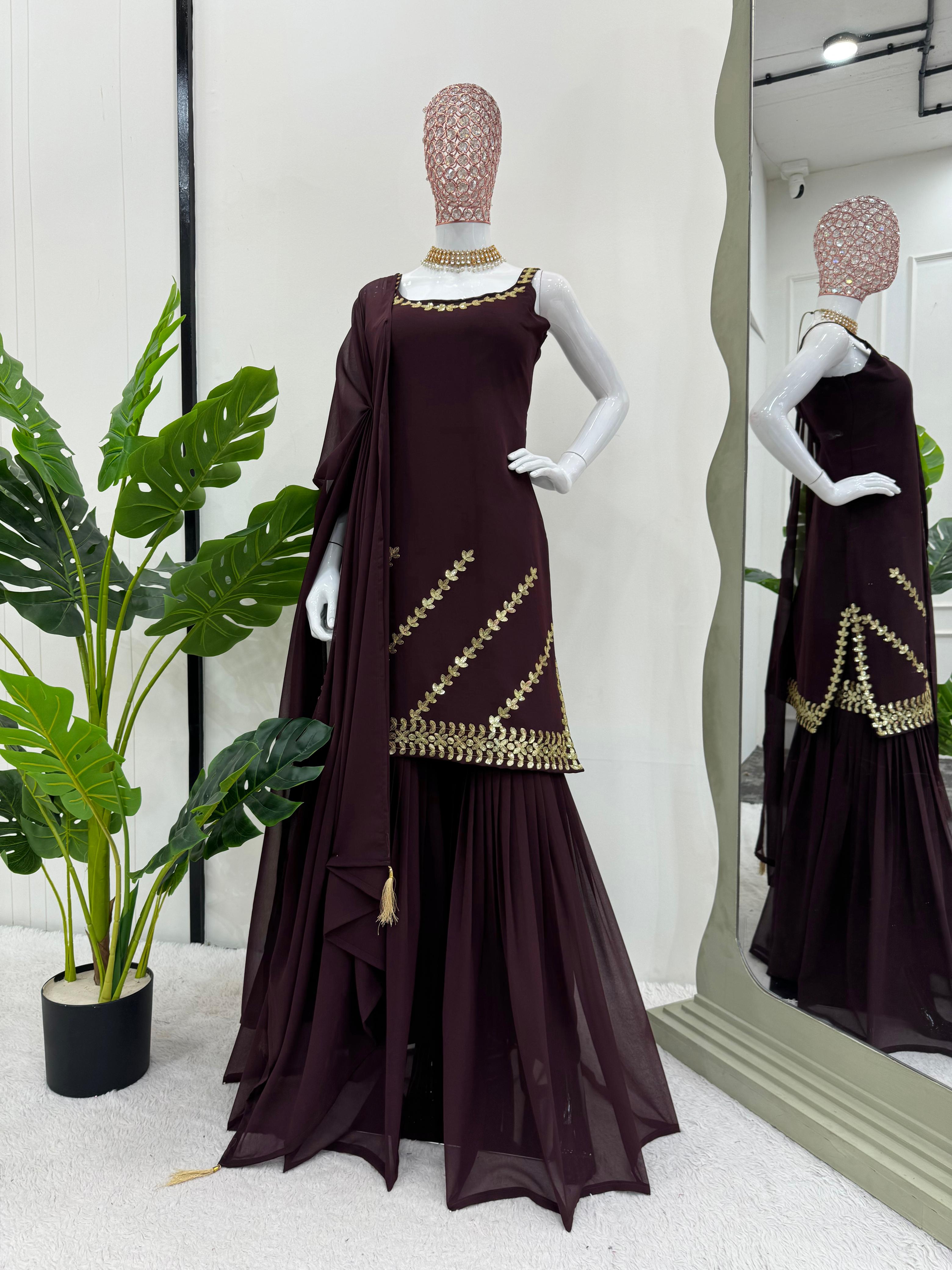 Rakhi special Top-Sharara With Dupatta