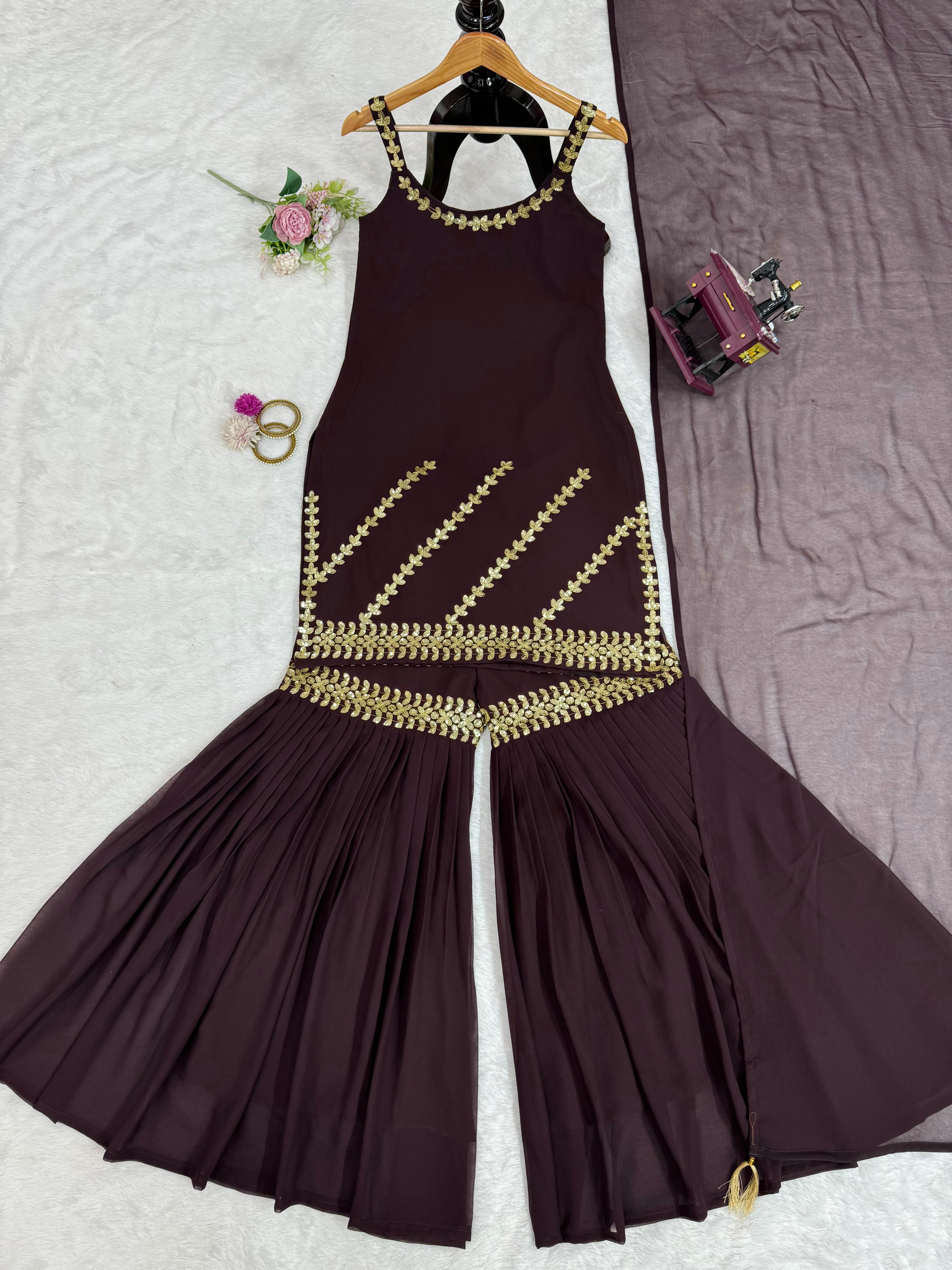 Rakhi special Top-Sharara With Dupatta