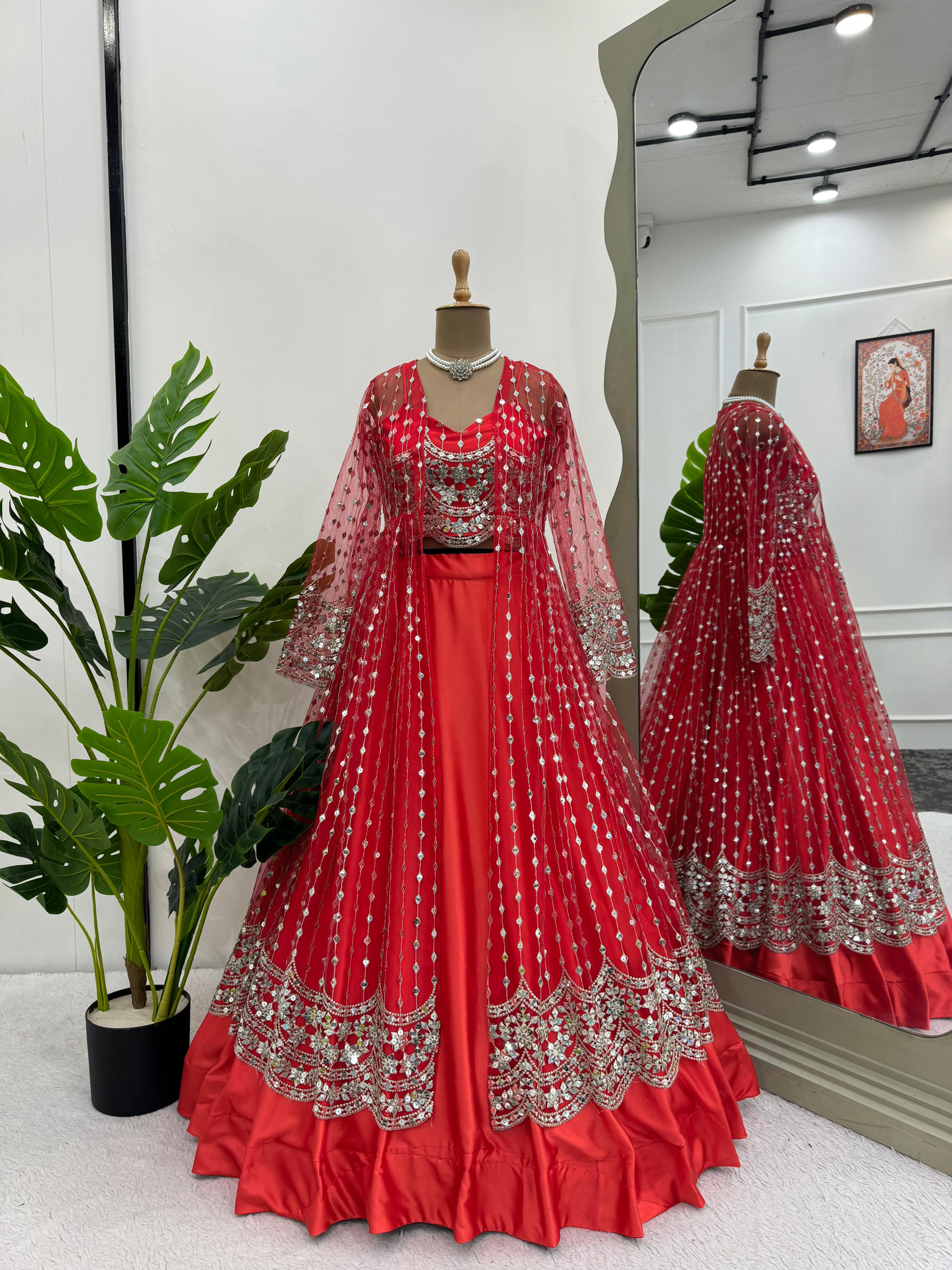 Yellow Lehenga Choli With Koti.